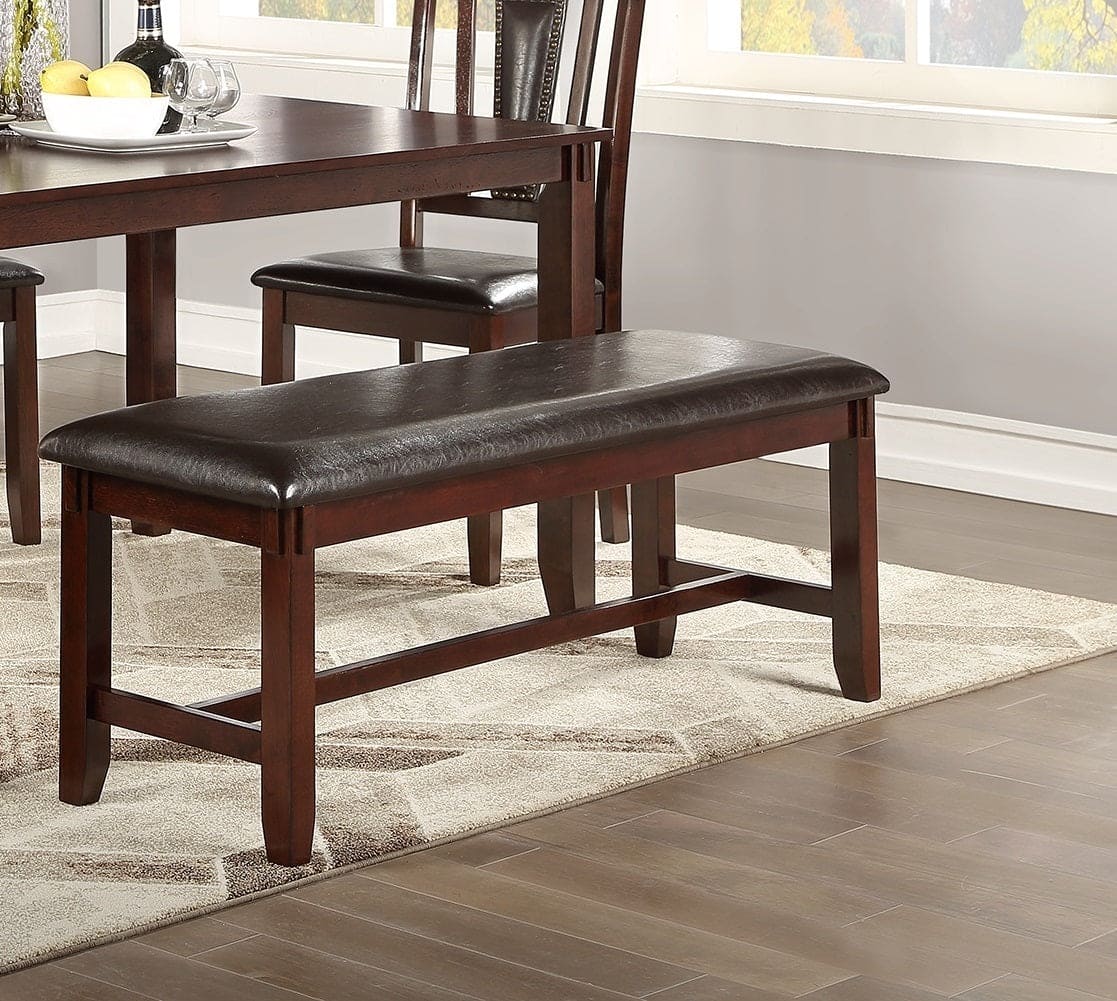 Dining Room Furniture Espresso Color 6pc Set Dining Table 4x Side Chairs and A Bench Solid wood Rubberwood and veneers