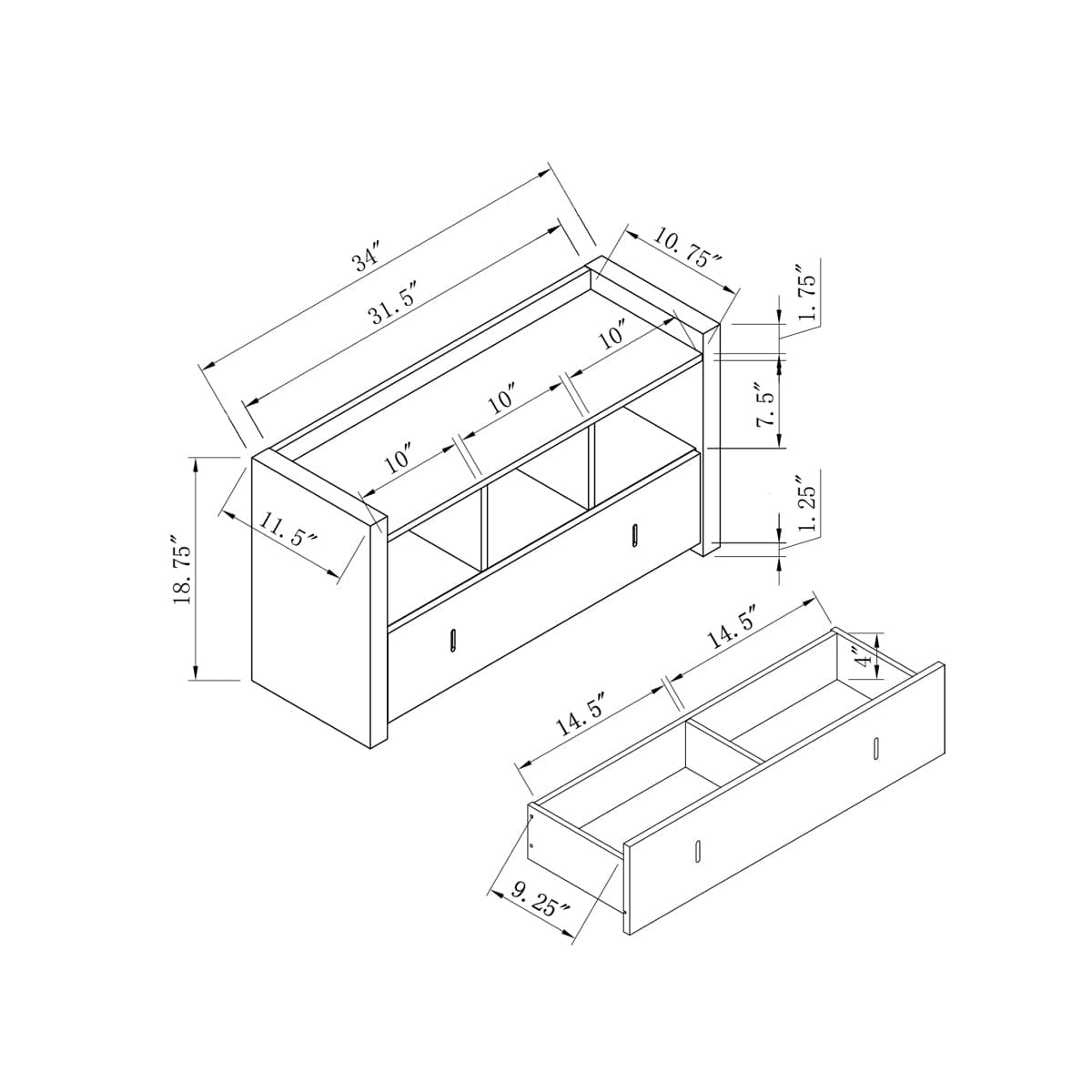 ID USA  223075 Shoe Bench White