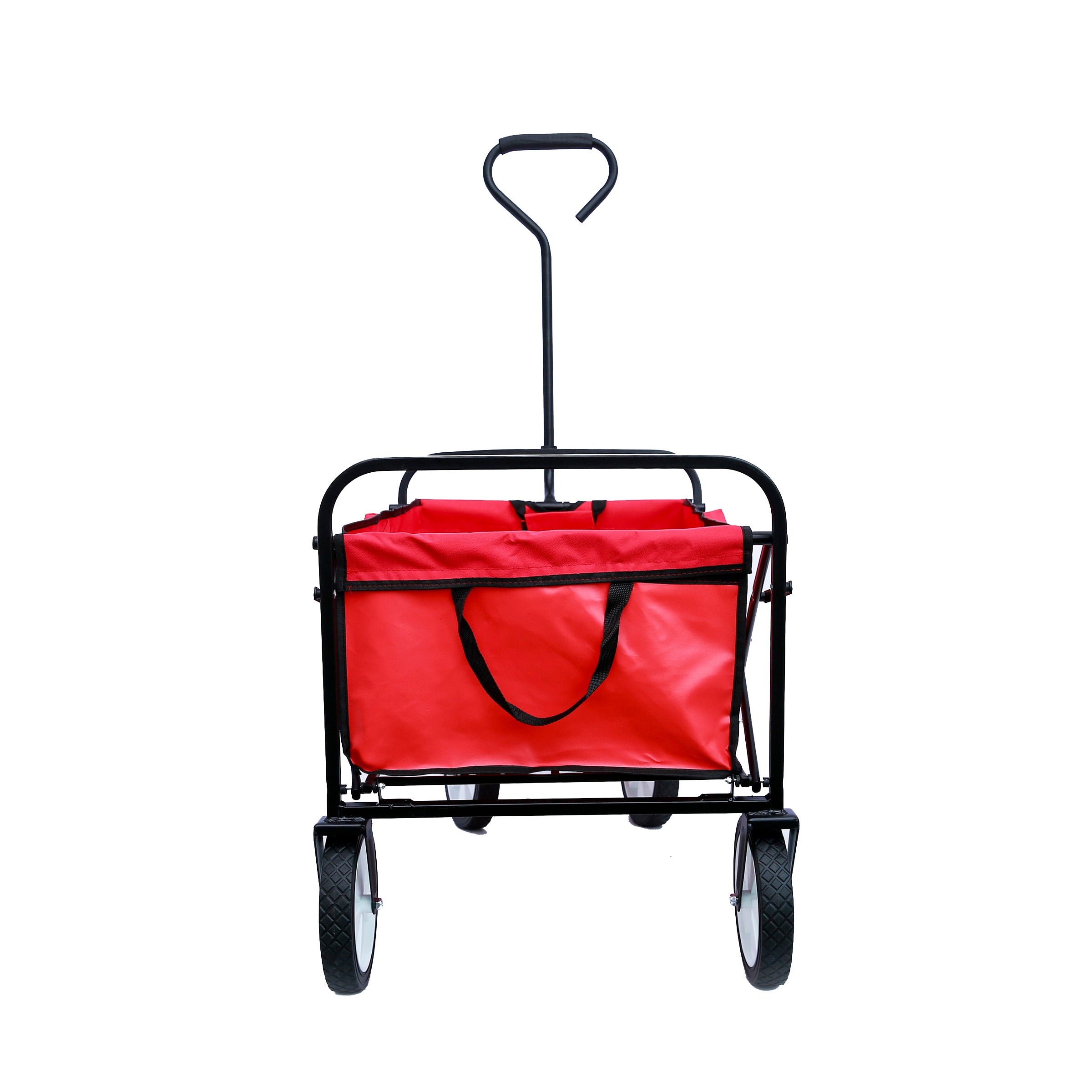 Folding Wagon Garden Shopping Beach Cart (Red)