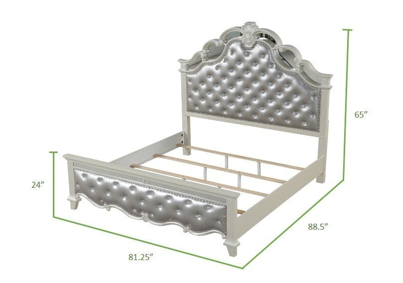 Milan Tufted Upholstery King Size Bed made with Wood in White