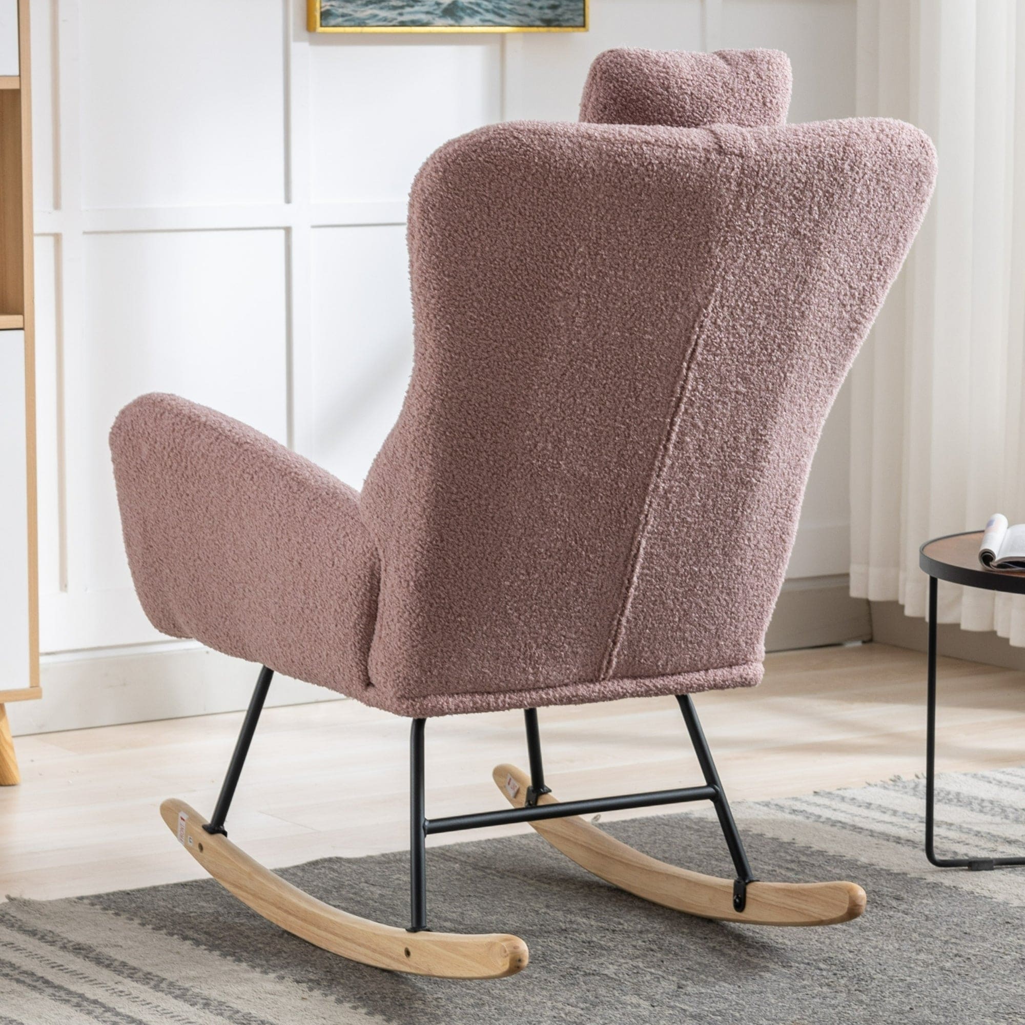 35.5 inch Rocking Chair with Pocket, (pink)