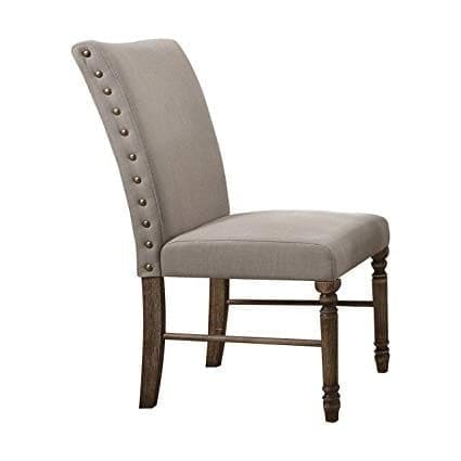 ACME Leventis Side Chair (Set-2) in Cream Linen & Weathered Oak 74657