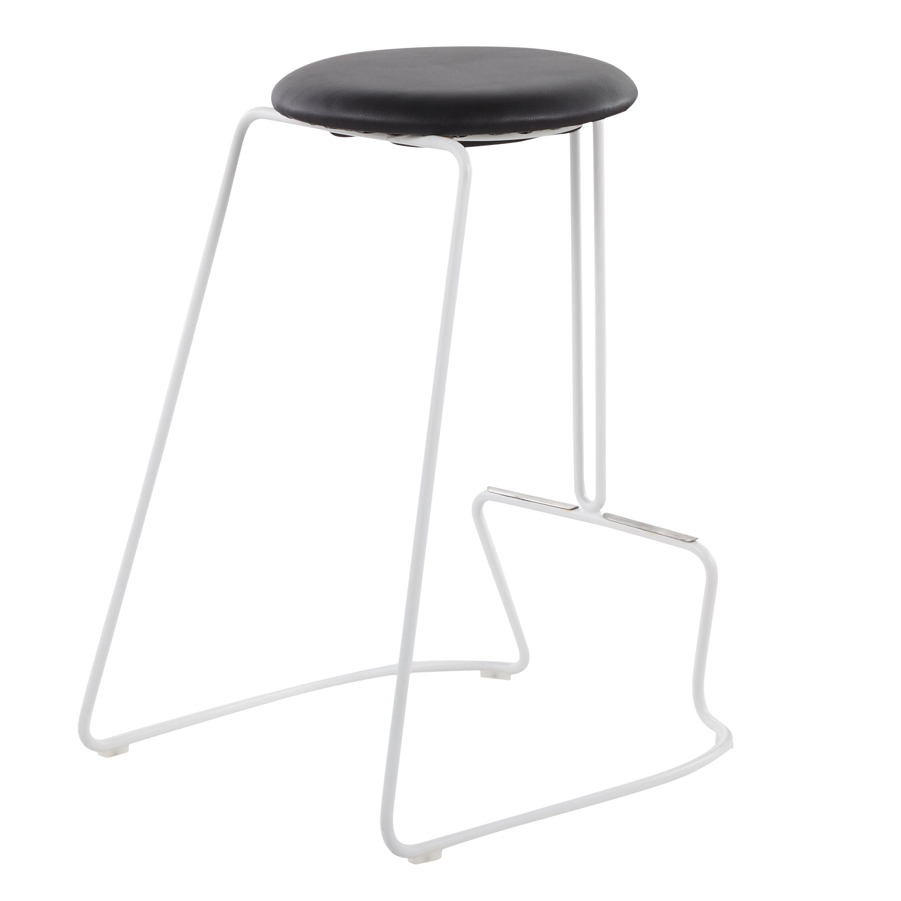 Finn Contemporary Counter Stool in White Steel and Black Faux Leather by LumiSource - Set of 2