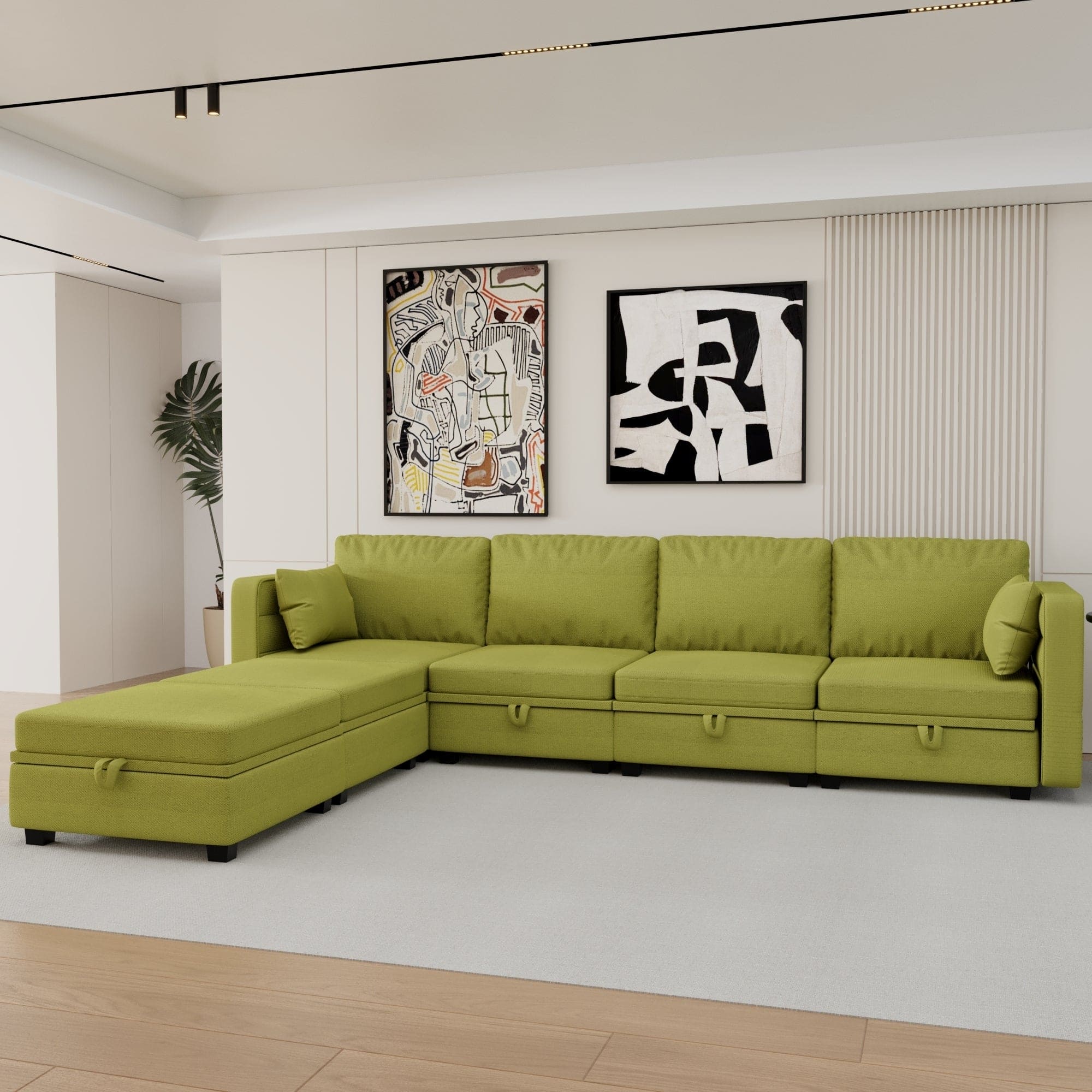 UNITED WE WIN Modular Sectional Sofa U Shaped Modular Couch with Reversible Chaise Modular Sofa Sectional Couch with Storage Seats