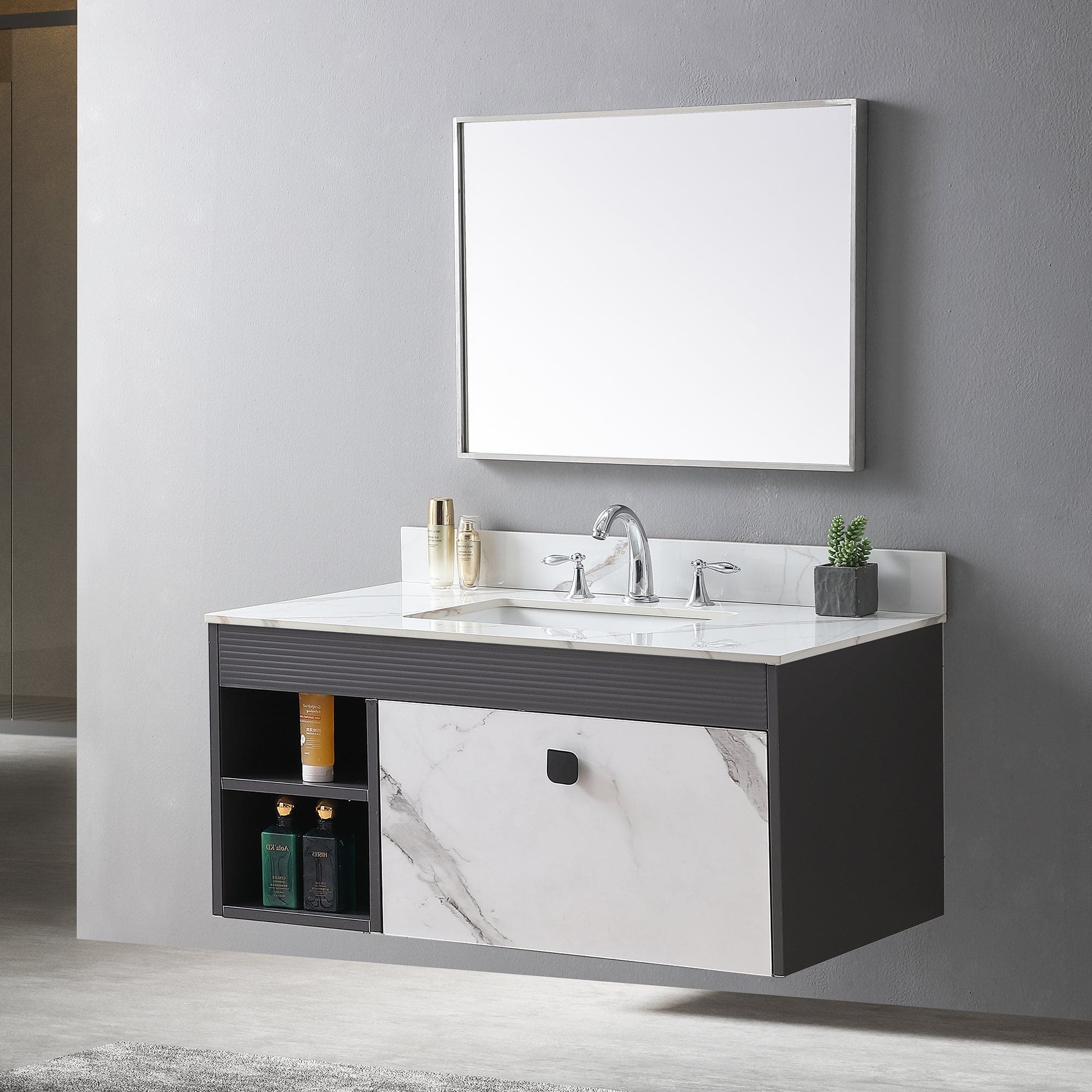 Montary 43x22inch bathroom vantiy top sintered stone carrara gold with 3 faucet hole  for bathroom cabinet .