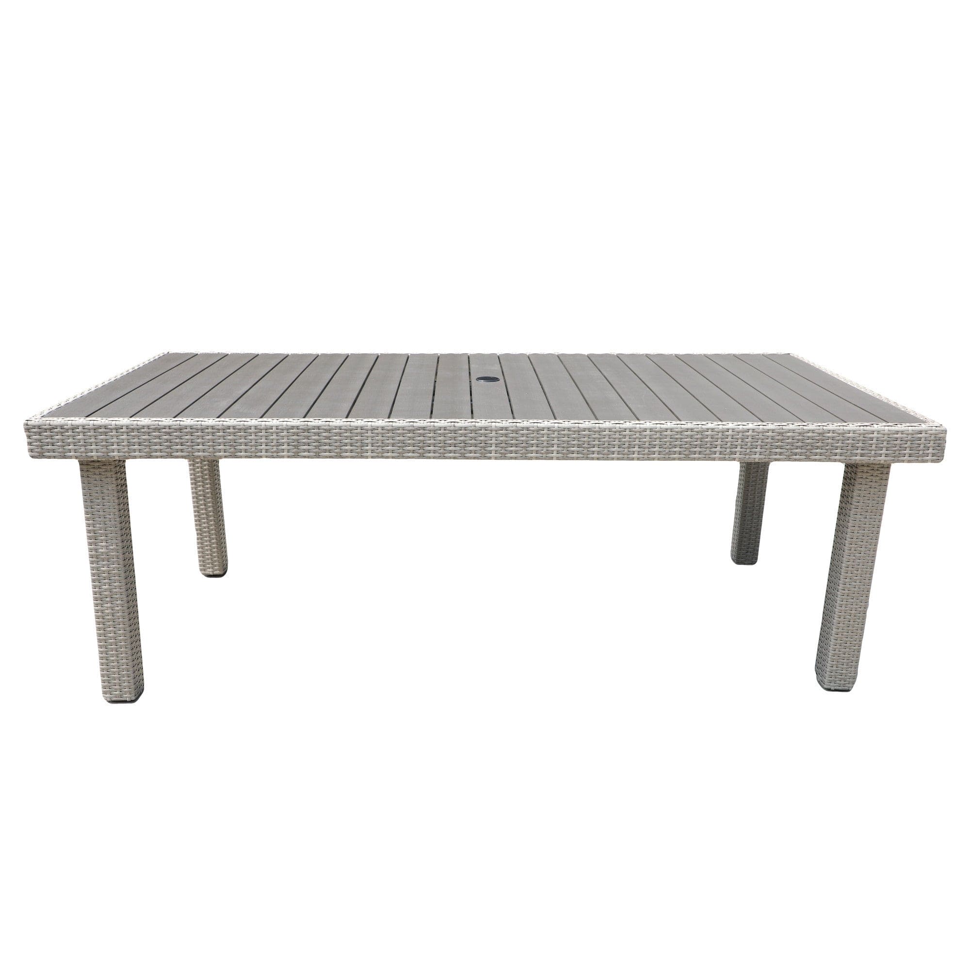 Balcones Outdoor Furniture, Wicker Rectangular Dining Table, Gray