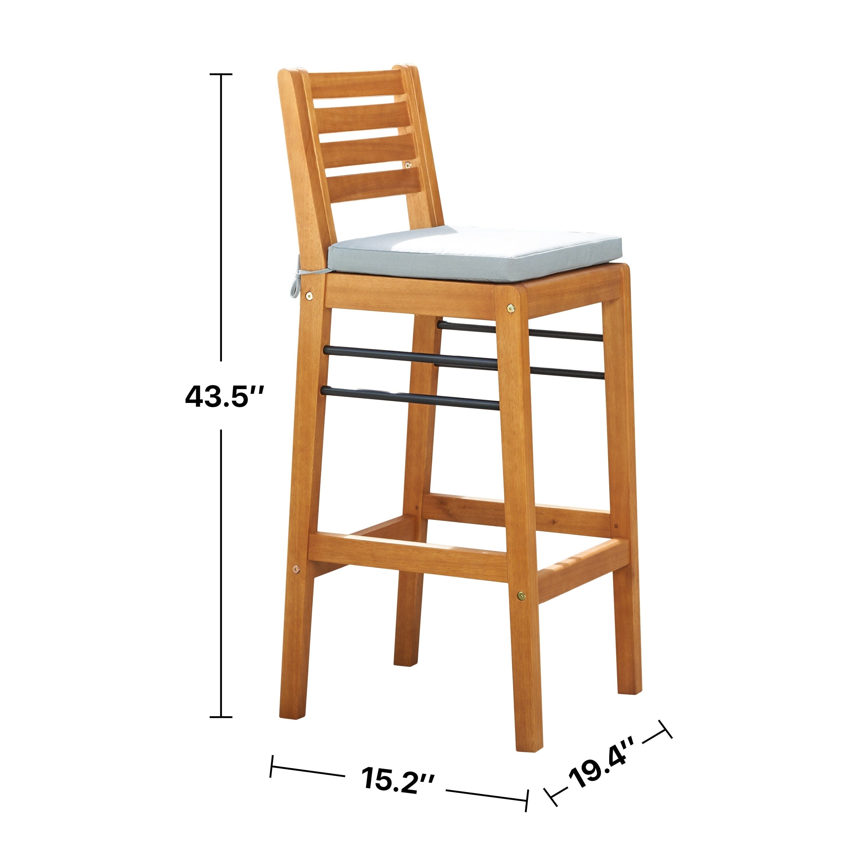 Carlton Honey Patio Wood Counter-Height Bar Chair