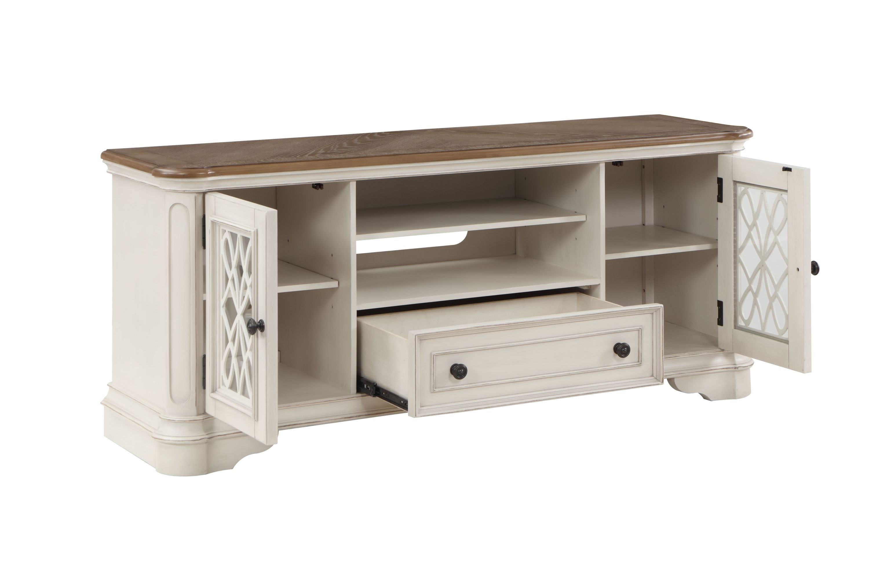 ACME Florian TV Stand in Oak & Antique White Finish LV01665