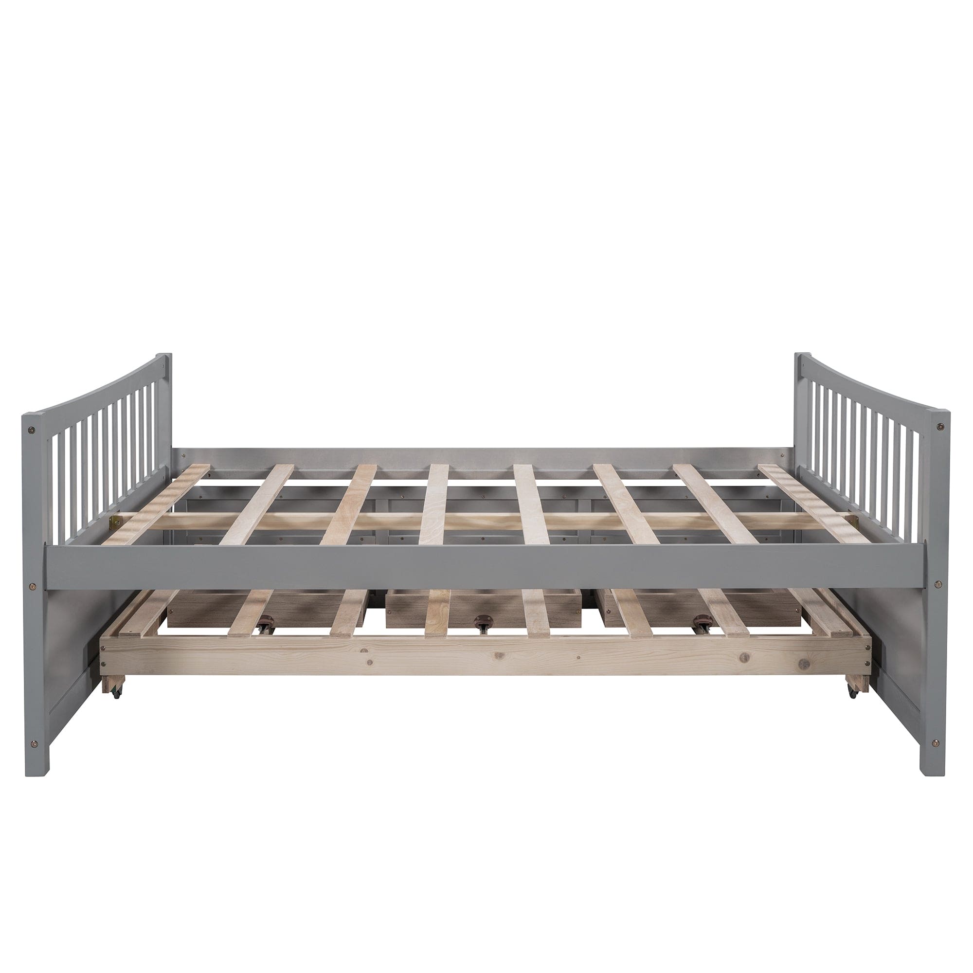 Full size Daybed with Twin size Trundle and Drawers, Full Size, Gray