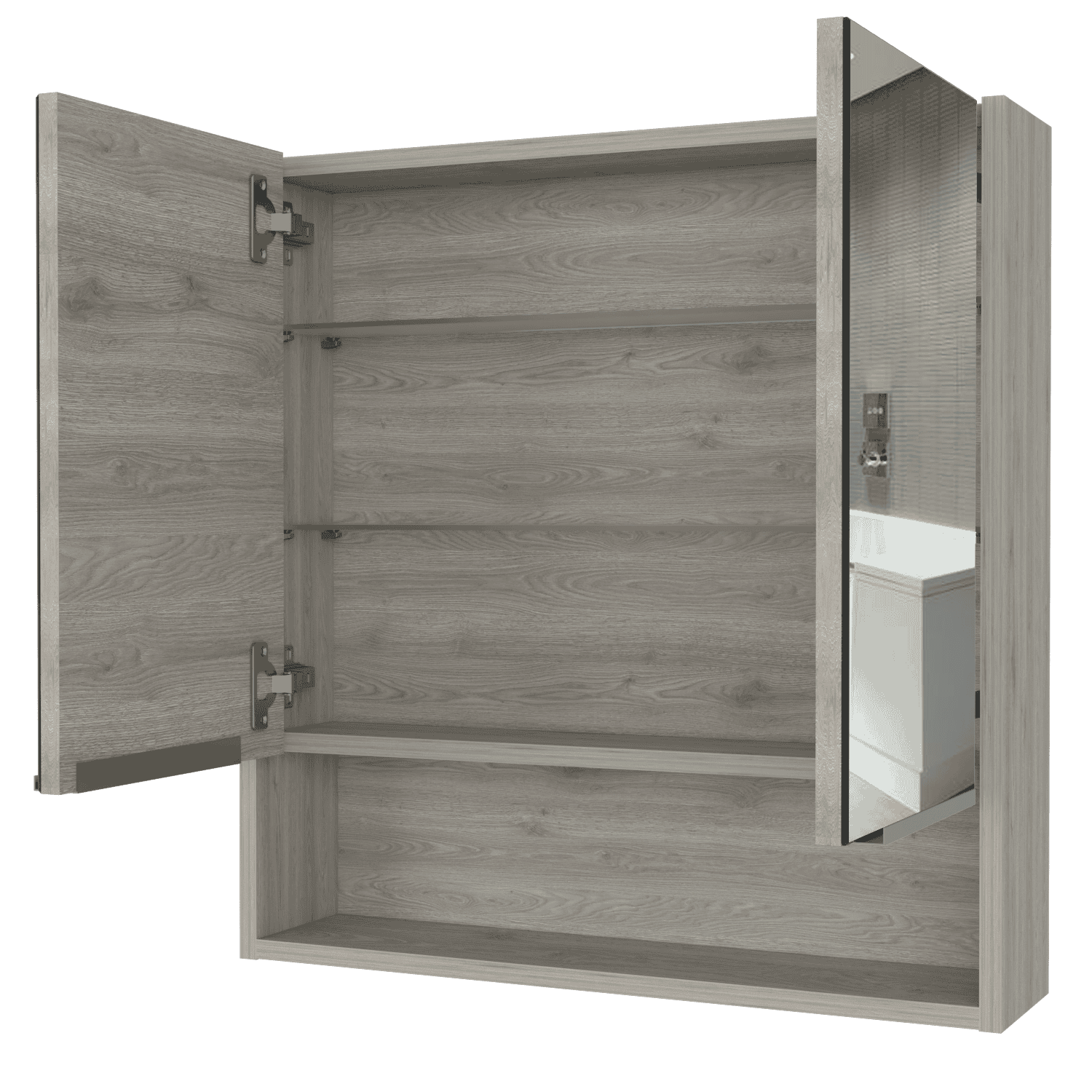 Medicine Cabinet with Mirror  Lexington,Three Internal Shelves, Light Gray Finish