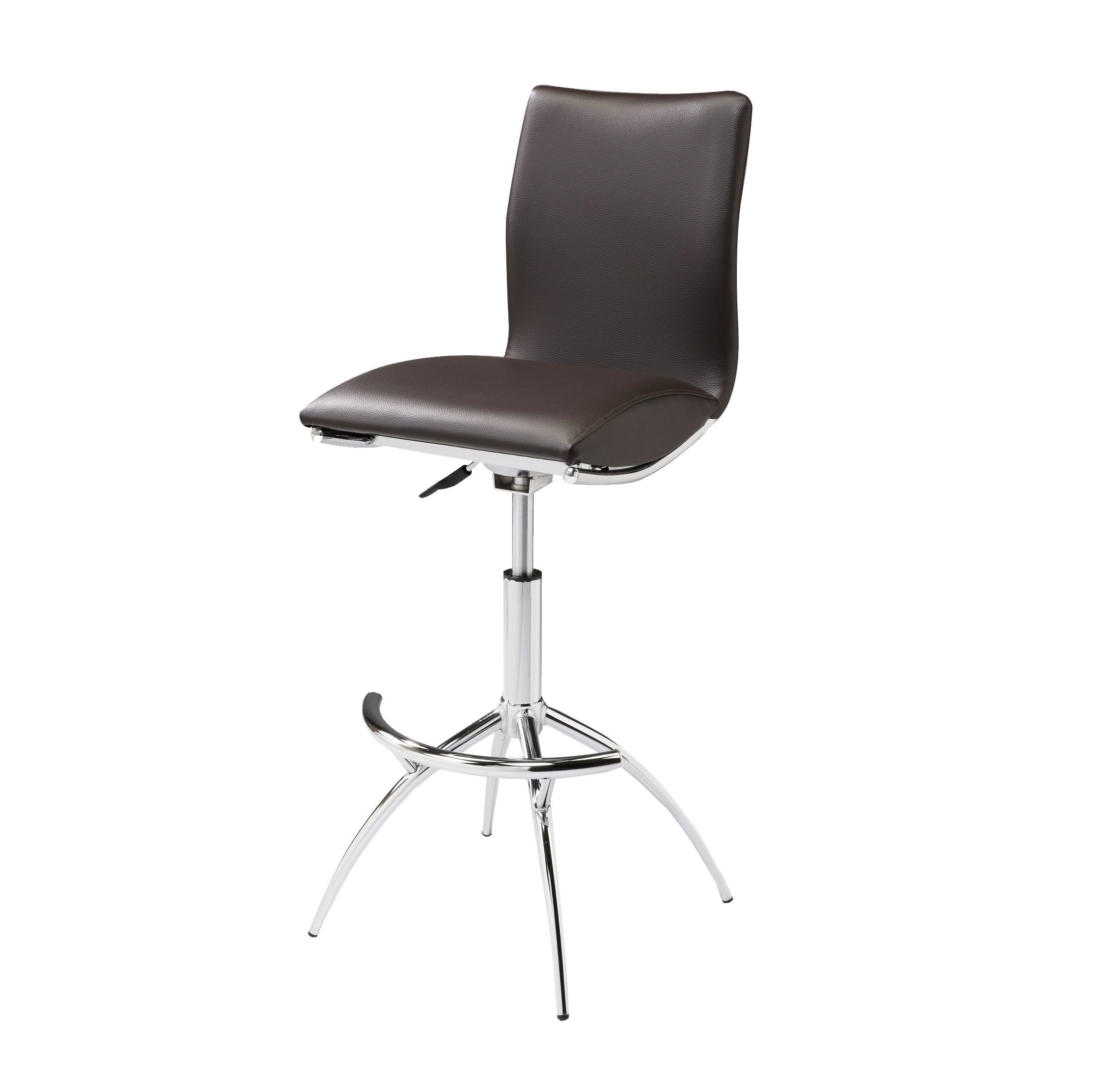 Modern Barstool Leatherette/Chrome Adjustable Height In Brown Color