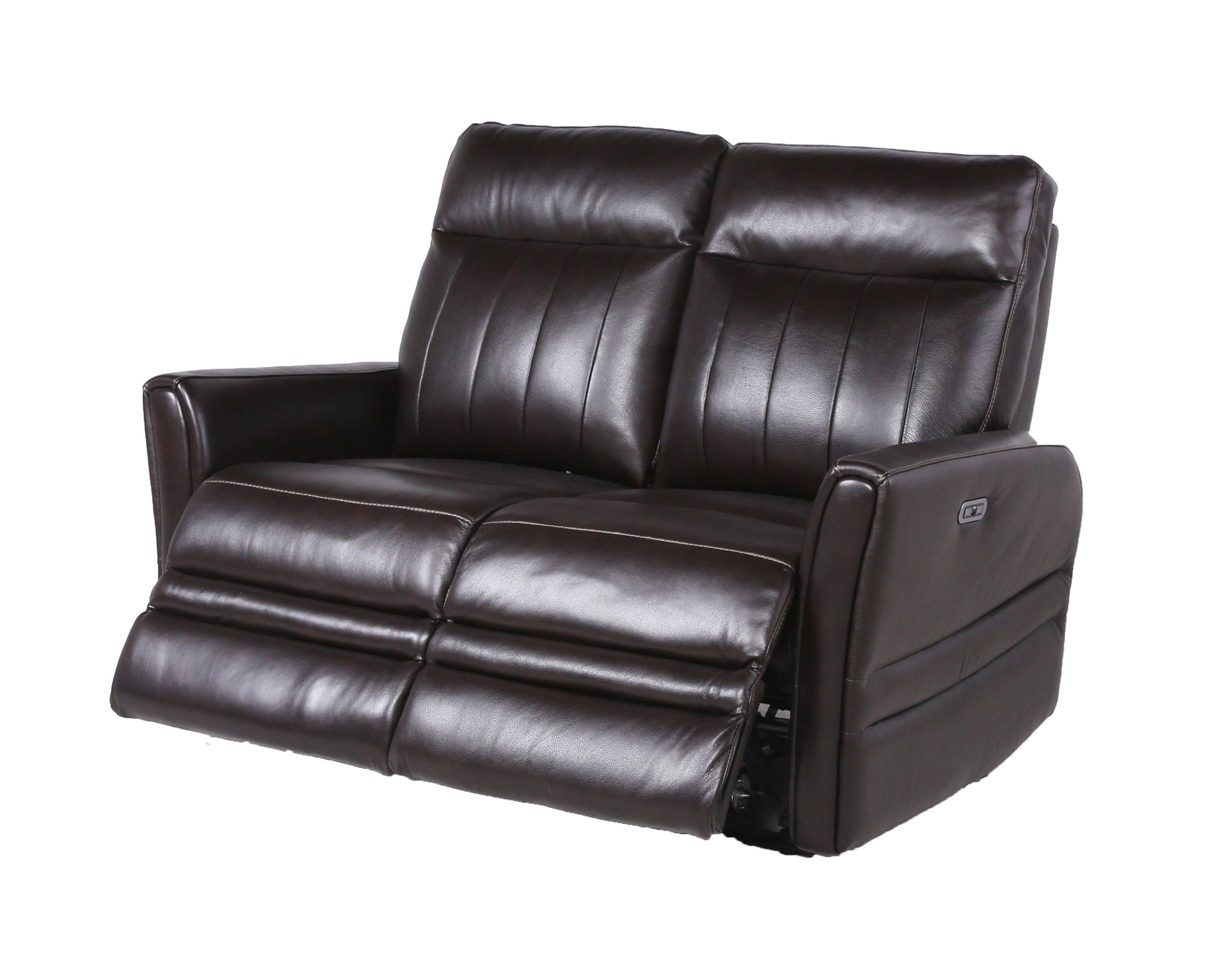 Sophisticated Motion Loveseat - Top-Grain Leather, Power Leg Rest, Power Articulating Headrest - Vertical Channel-Back, Beveled Leg Rest