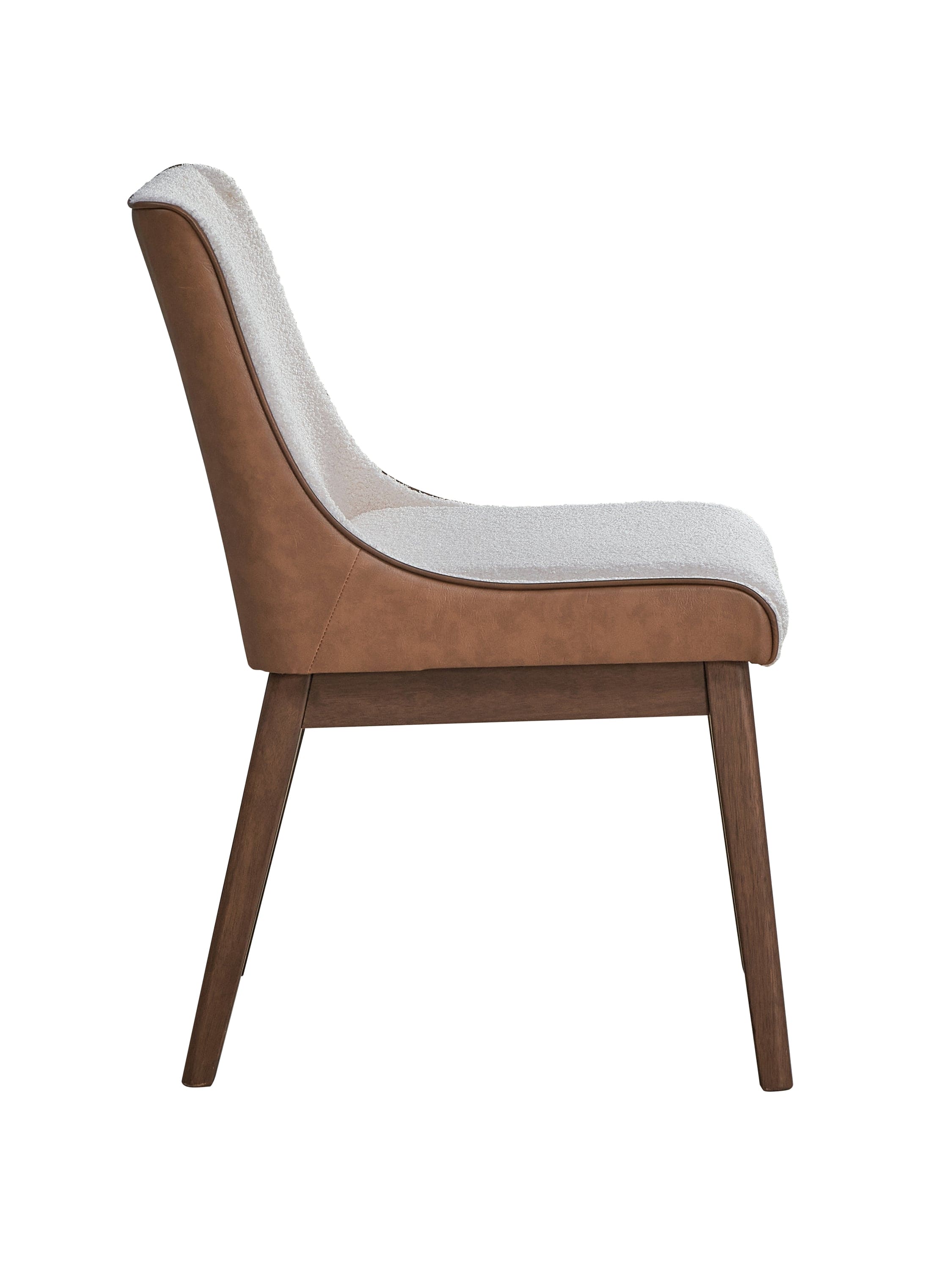 ACME Ginny Side Chair (Set-2), White Boucle, Brown Velvet & Walnut Finish DN02308