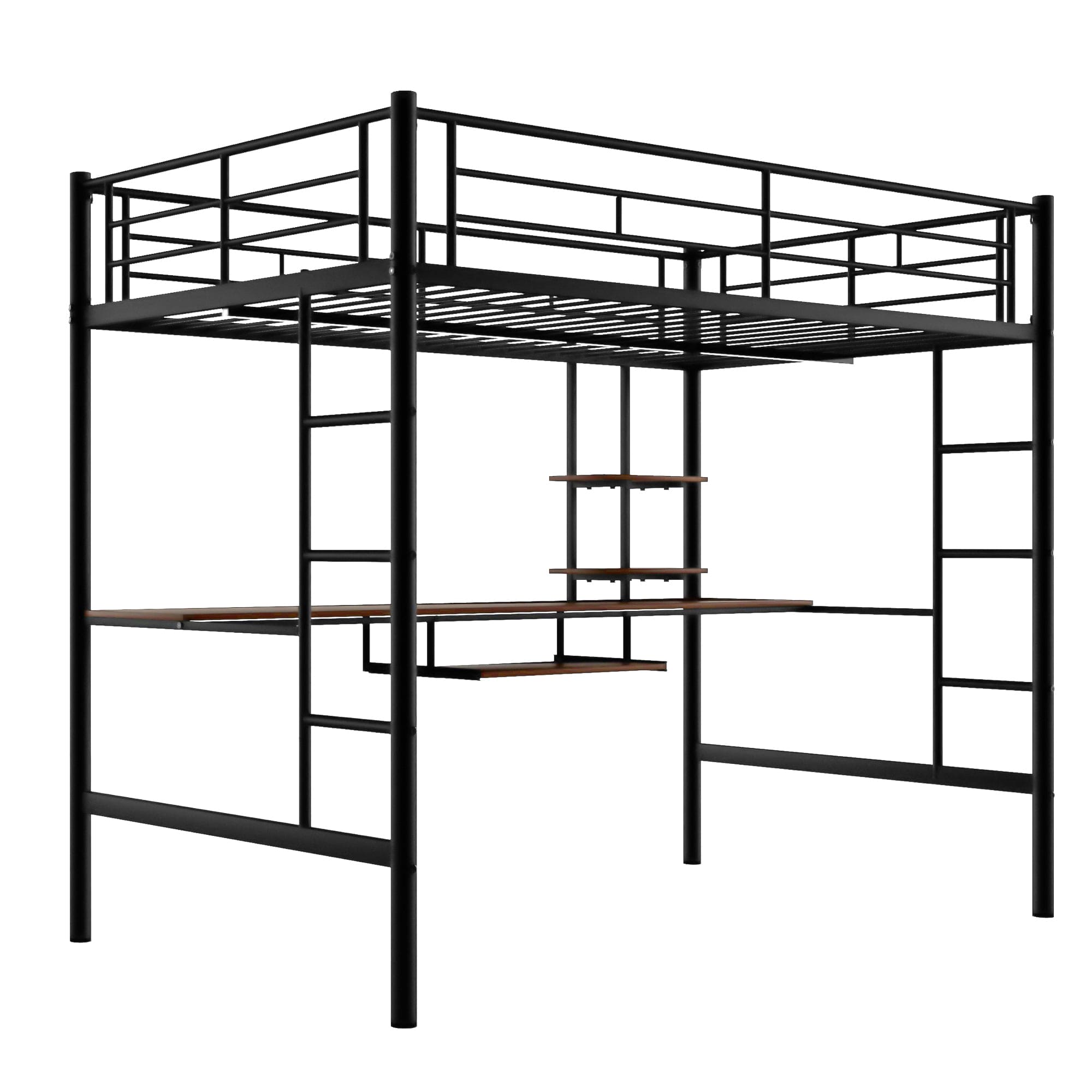 Loft Bed with Desk and Shelf , Space Saving Design,Full,Black(OLD SKU:MF199506AAB)