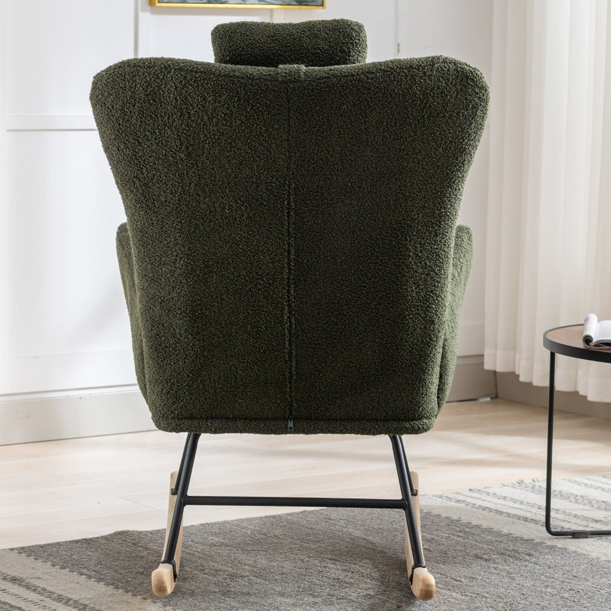 35.5 inch Rocking Chair with Pocket, (dark green)