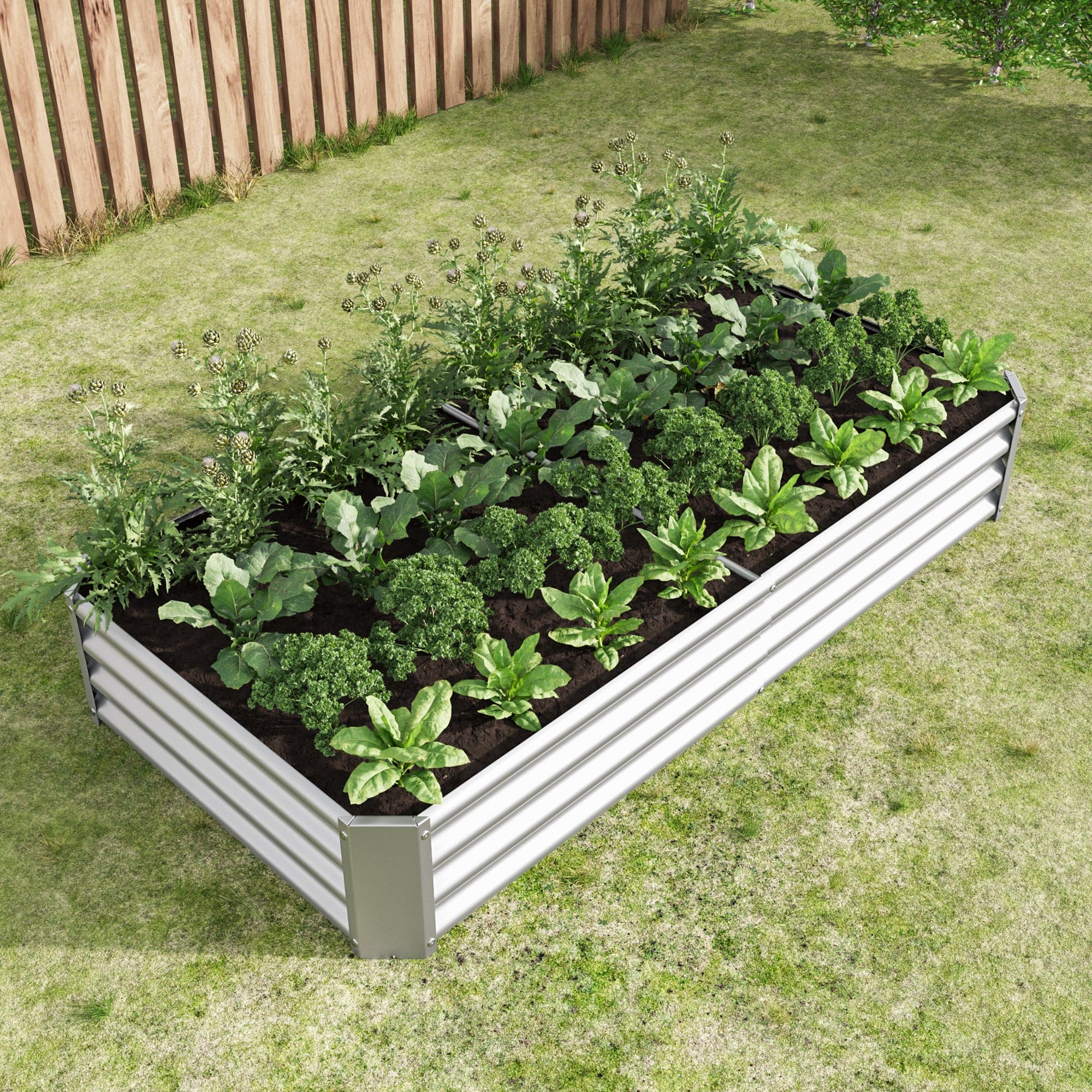 Raised Garden Bed Outdoor, 6×3×1ft , Metal Raised  Rectangle Planter Beds for Plants, Vegetables, and Flowers - Silver