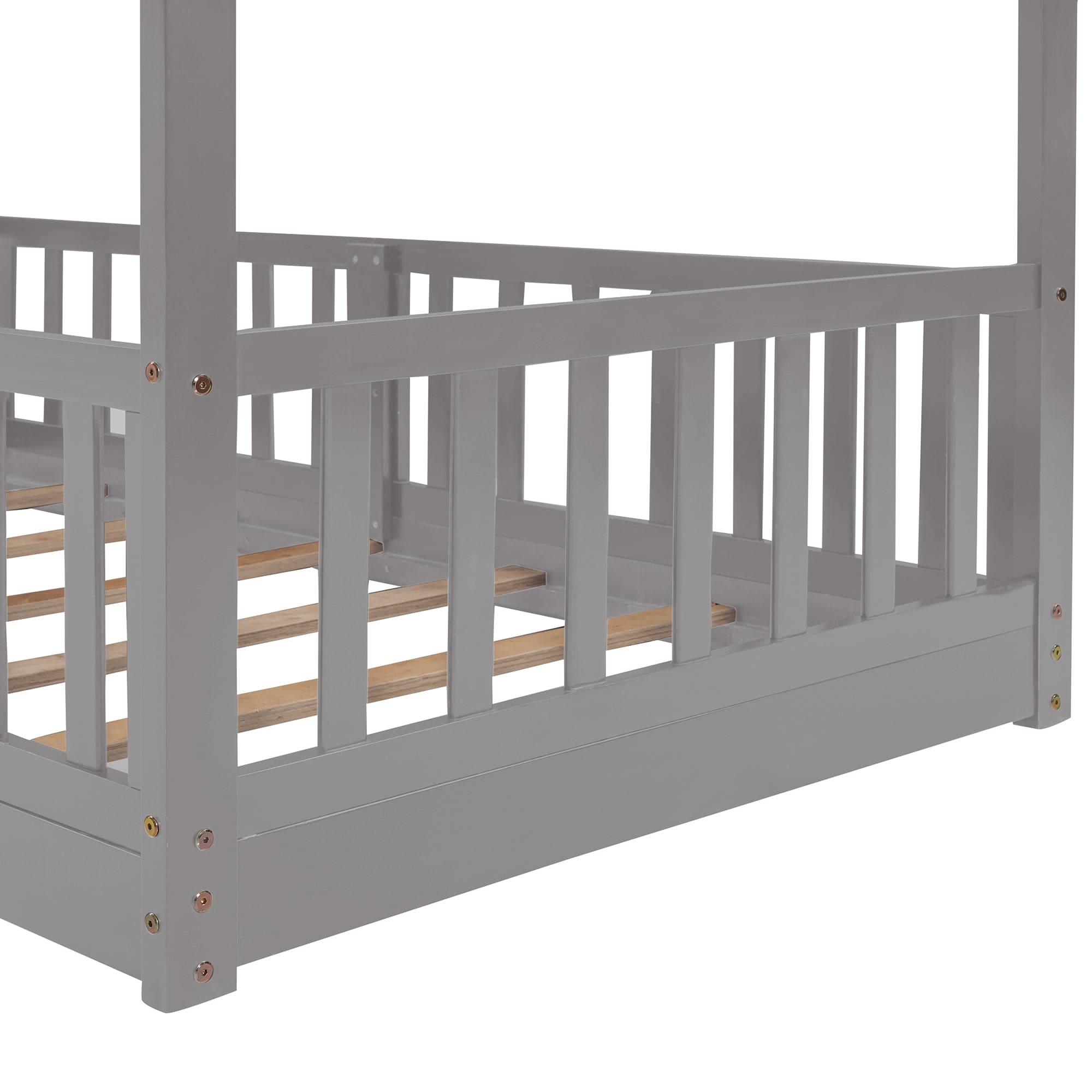 Twin Over Twin Bunk Bed with Slide and Ladder, Gray（Old SKU:LP000009AAE）