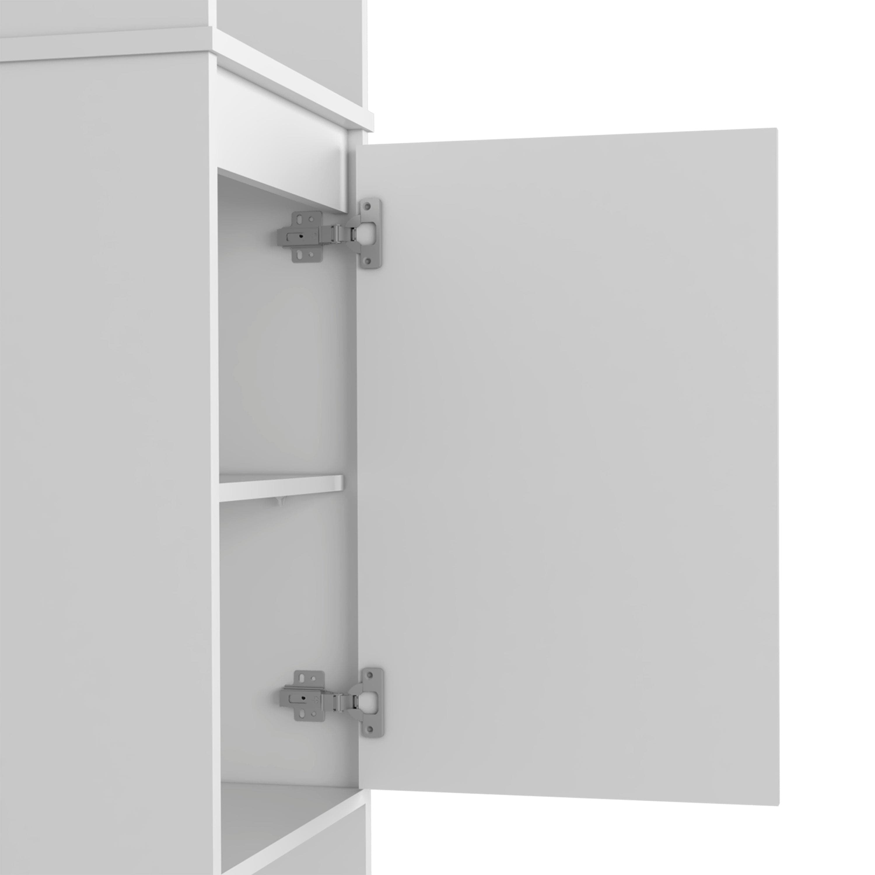 Kitchen Pantry Feery, Single Door Cabinet, Interior and External Shelves, White Finish