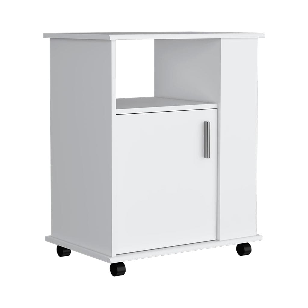 Kitchen Cart Newark, Three Side Shelves, White Finish