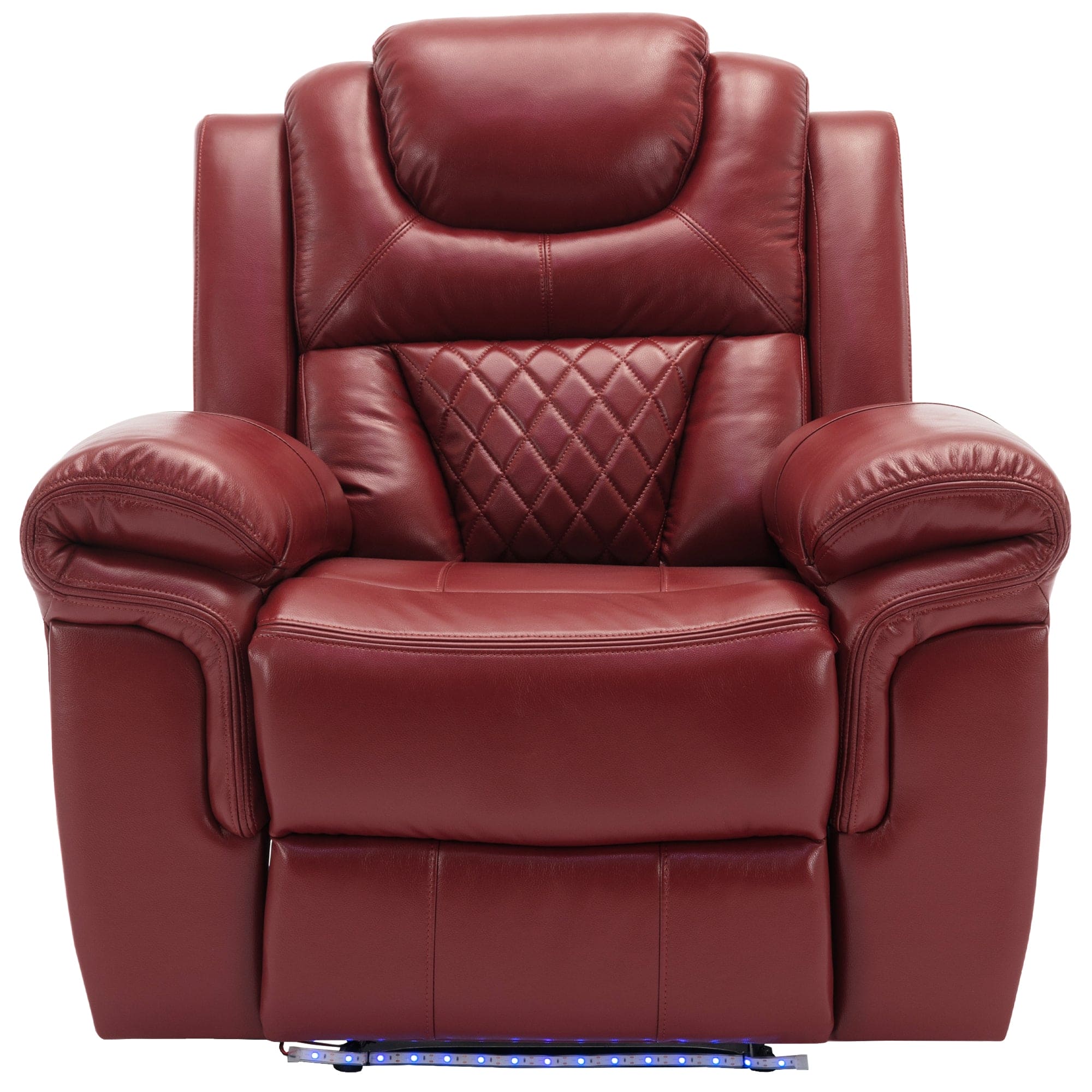 Home Theater Seating Manual Recliner Chair with LED Light Strip for Living Room,Bedroom, Wind Red