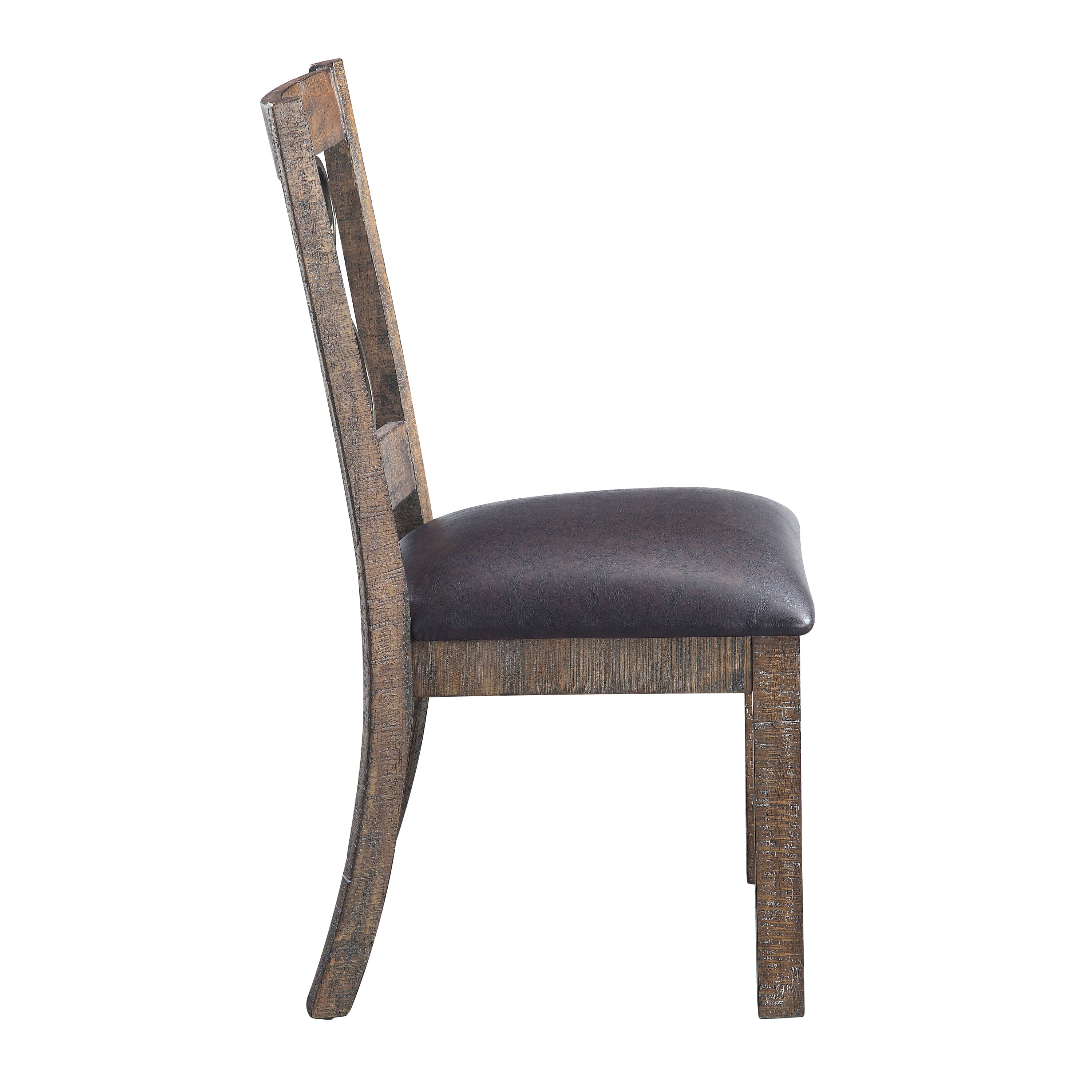 ACME Raphaela Side Chair (Set-2) in Black PU & Weathered Cherry Finish DN00981