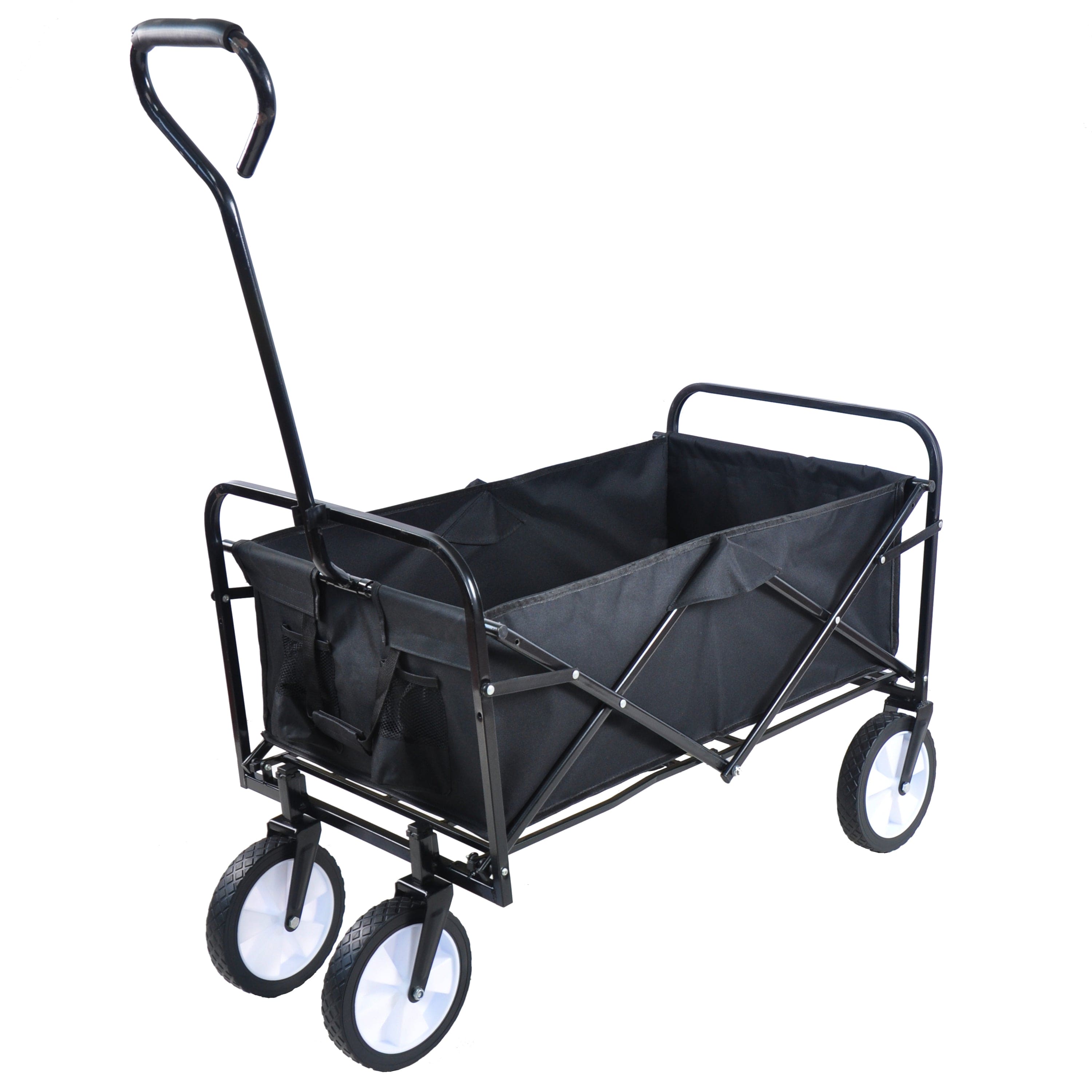 Folding Wagon Garden Shopping Beach Cart (Black)