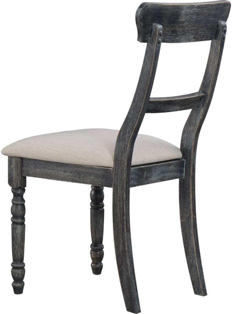 ACME Leventis Side Chair (Set-2) in Light Brown Linen & Weathered Gray 74642