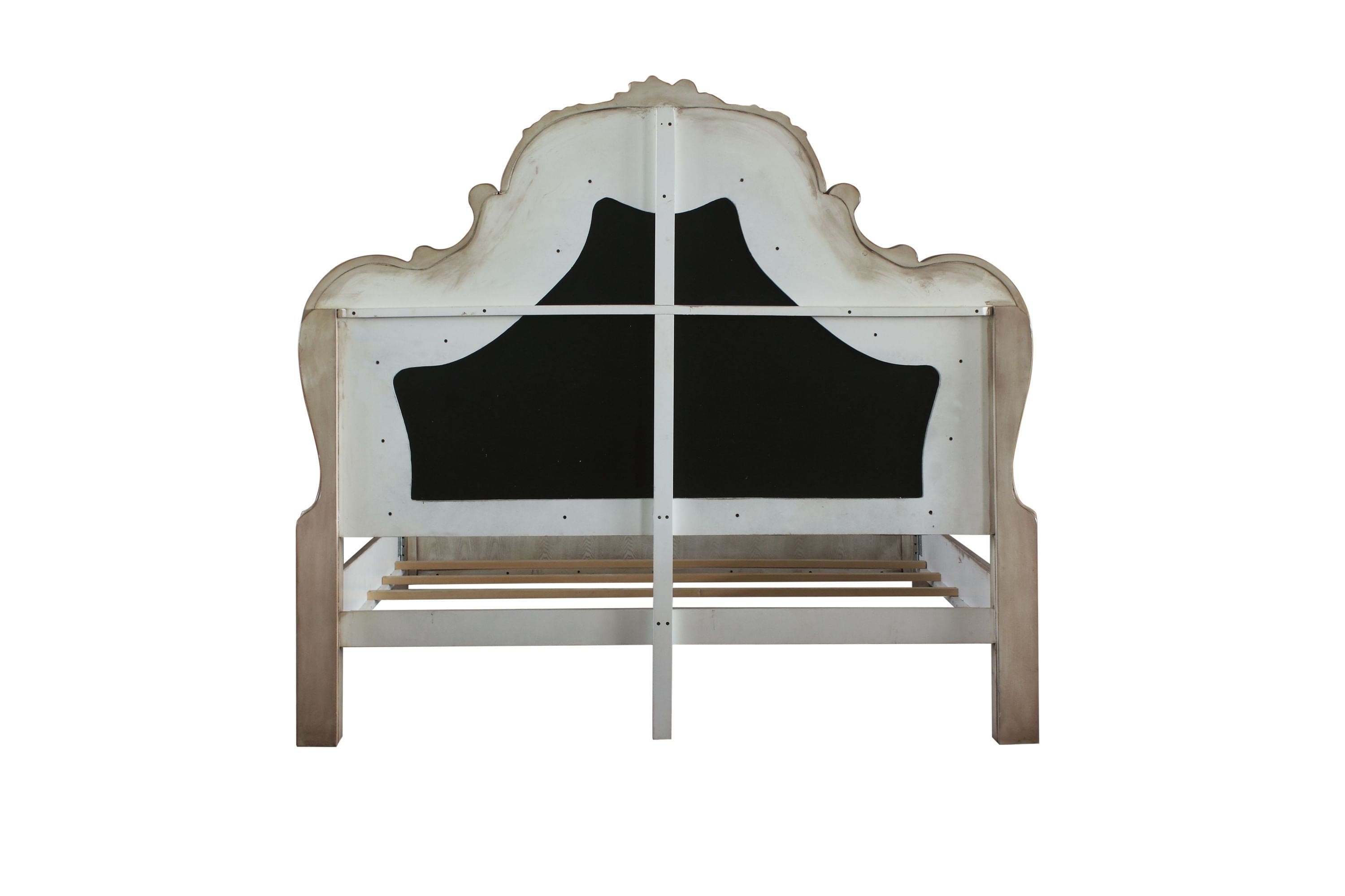 ACME Dresden Queen Bed, Vintage Bone White & PU 28170Q