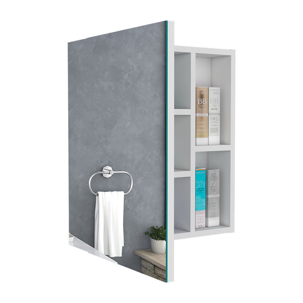 Medicine Cabinet Mirror Clifton, Five Internal Shelves, White Finish