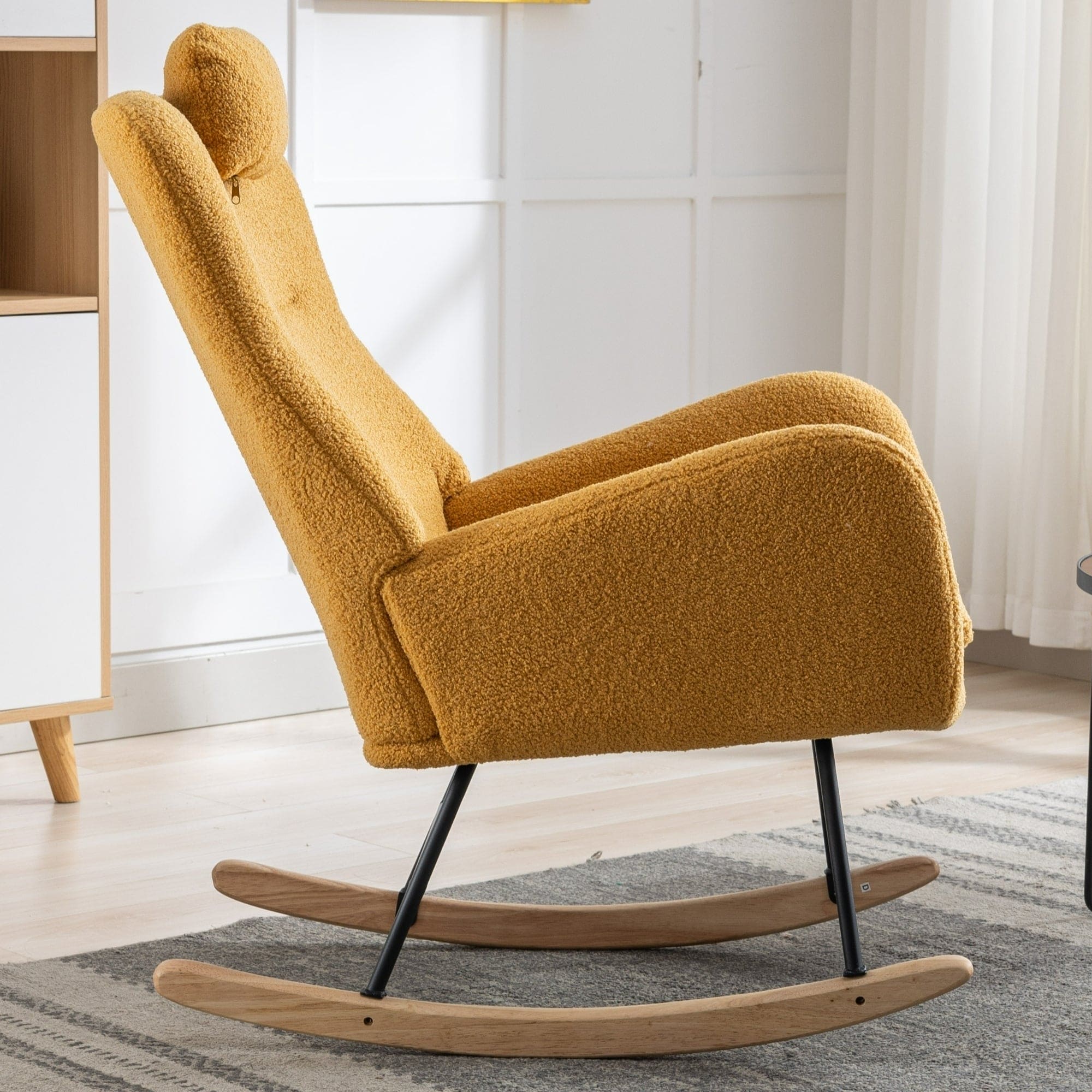 35.5 inch Rocking Chair with Pocket, (TURMERIC)