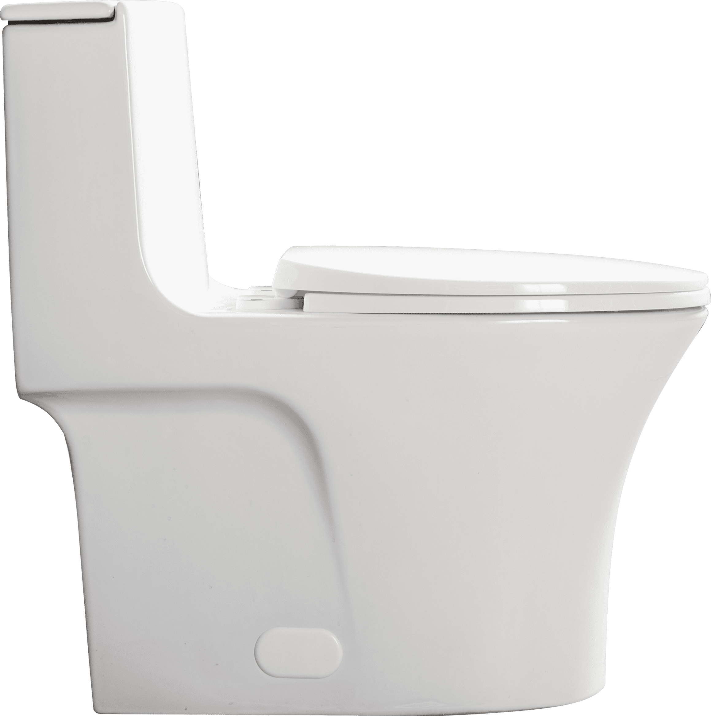 15 1/8 Inch 1.1/1.6 GPF Dual Flush 1-Piece Elongated Toilet with Soft-Close Seat - Gloss White  23T02-GW