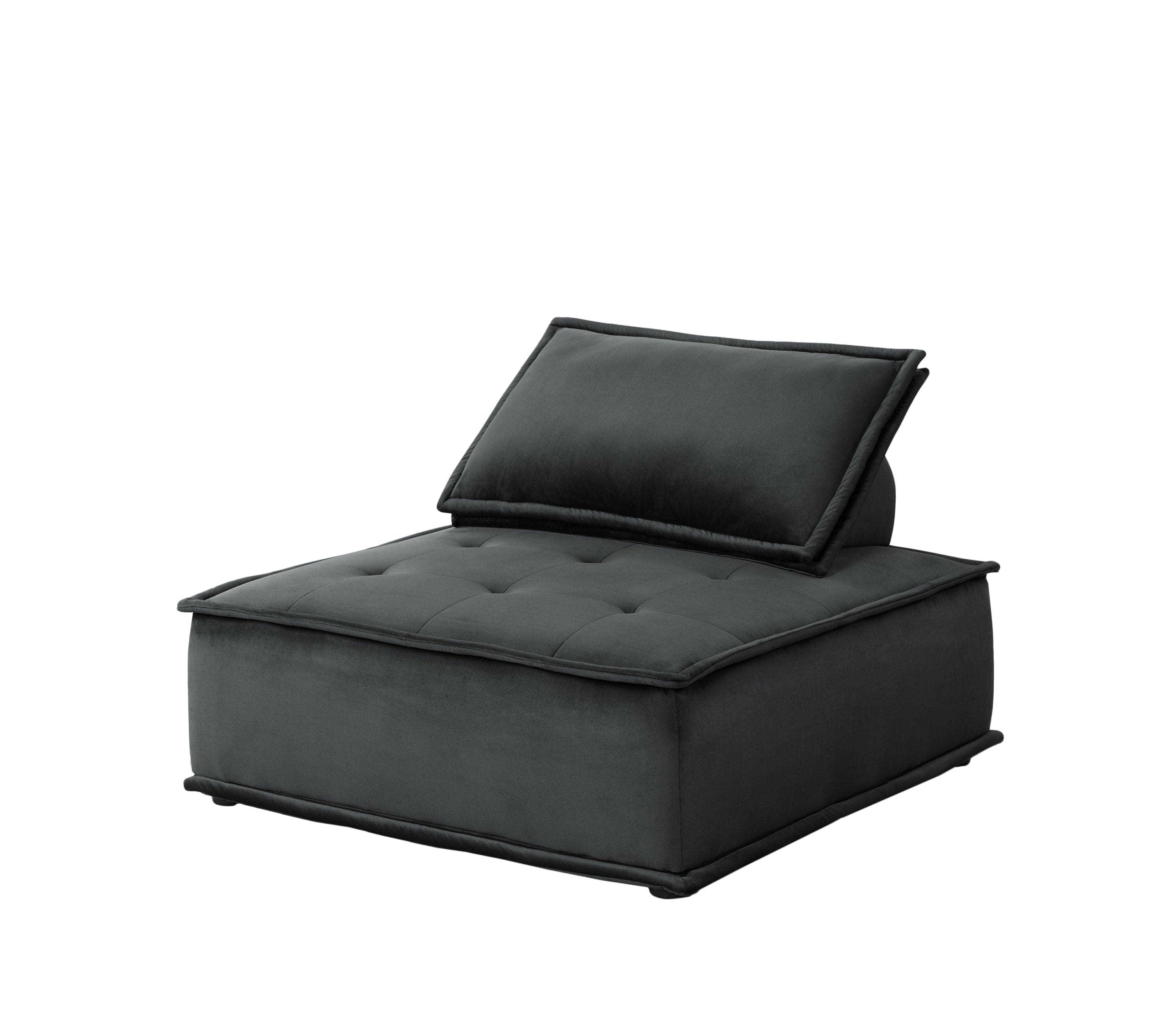 Anna Black Velvet 3 Pc Sectional Sofa Ottoman