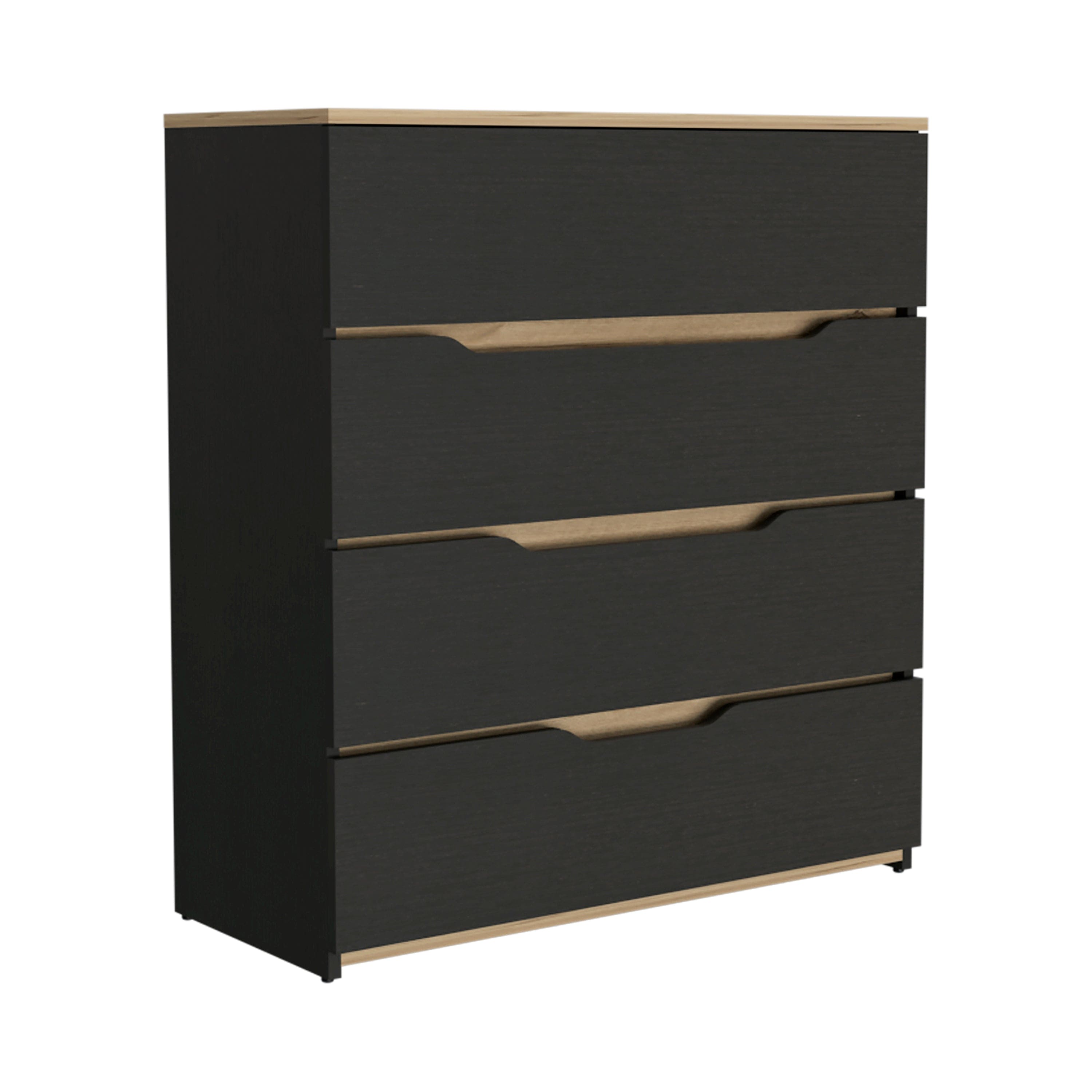 Dresser Oboe, Superior Top, Four Drawers, Black Wengue/ Light Oak Finish