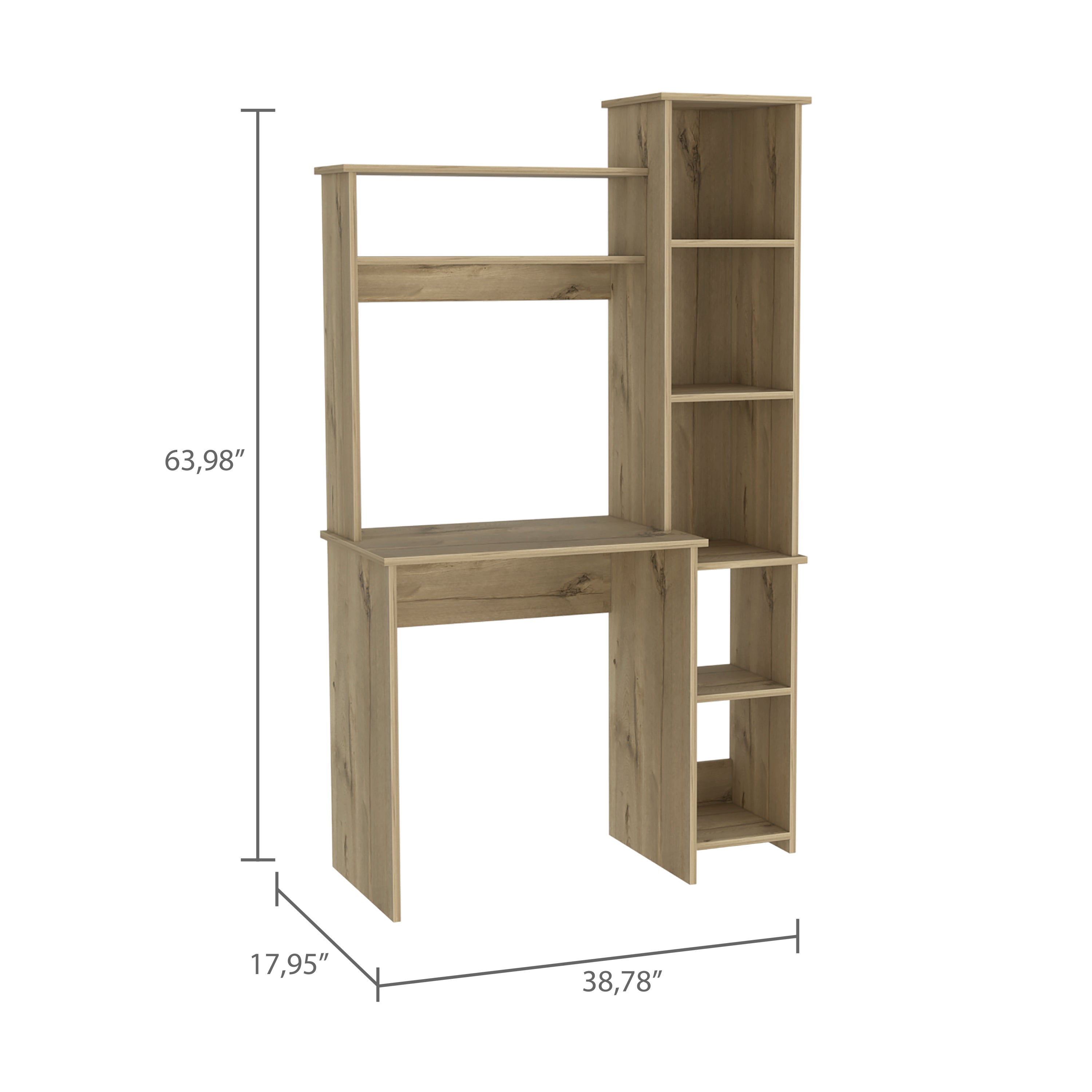 Desk Logan, Five Cubbies, Light Oak Finish