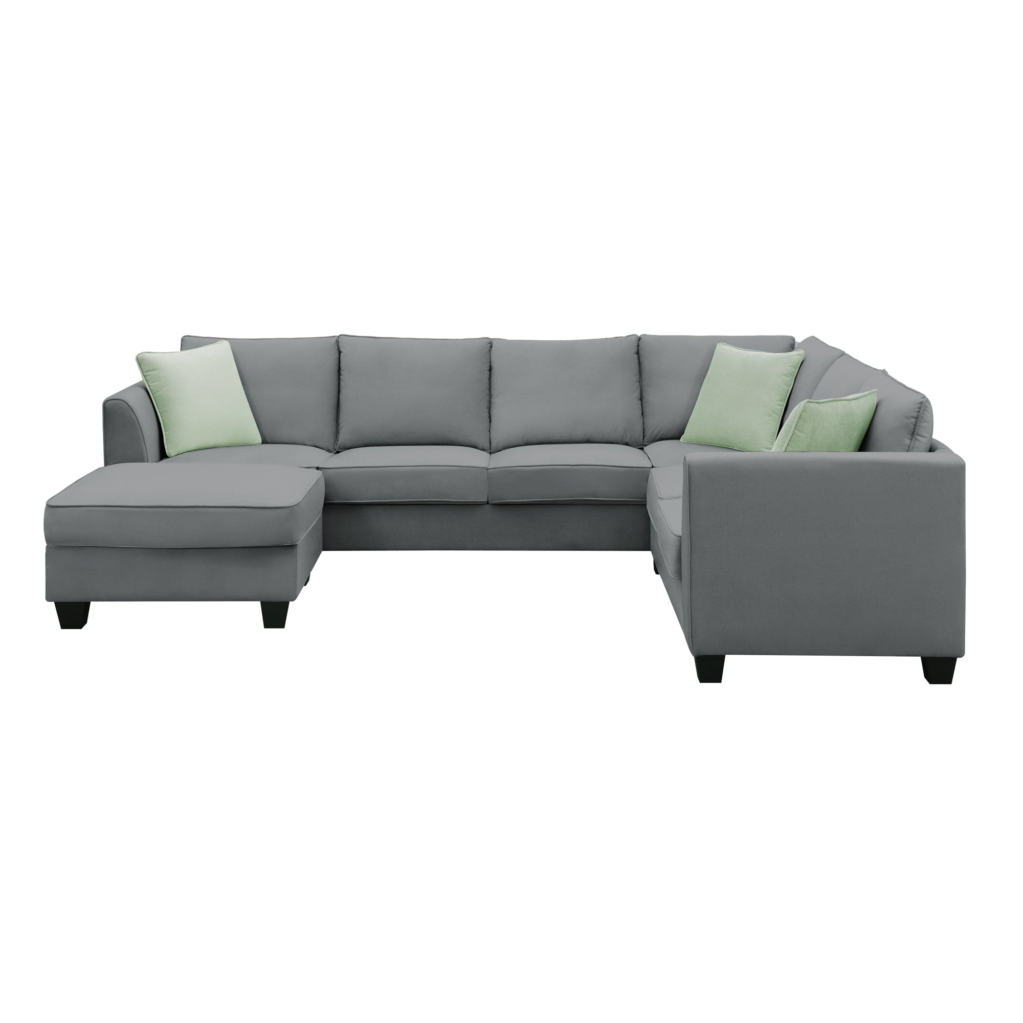 [VIDEO provided] 112*87" Sectional Sofa Couches Living Room Sets, 7 Seats Modular Sectional Sofa with Ottoman, L Shape Fabric Sofa Corner Couch Set with 3 Pillows, Grey(New of GS008210AAG)