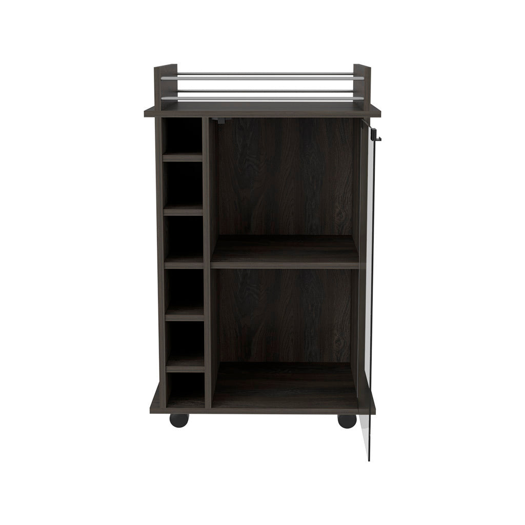 Bar Cart Baltimore, Six Wine Cubbies, Carbon Espresso Finish