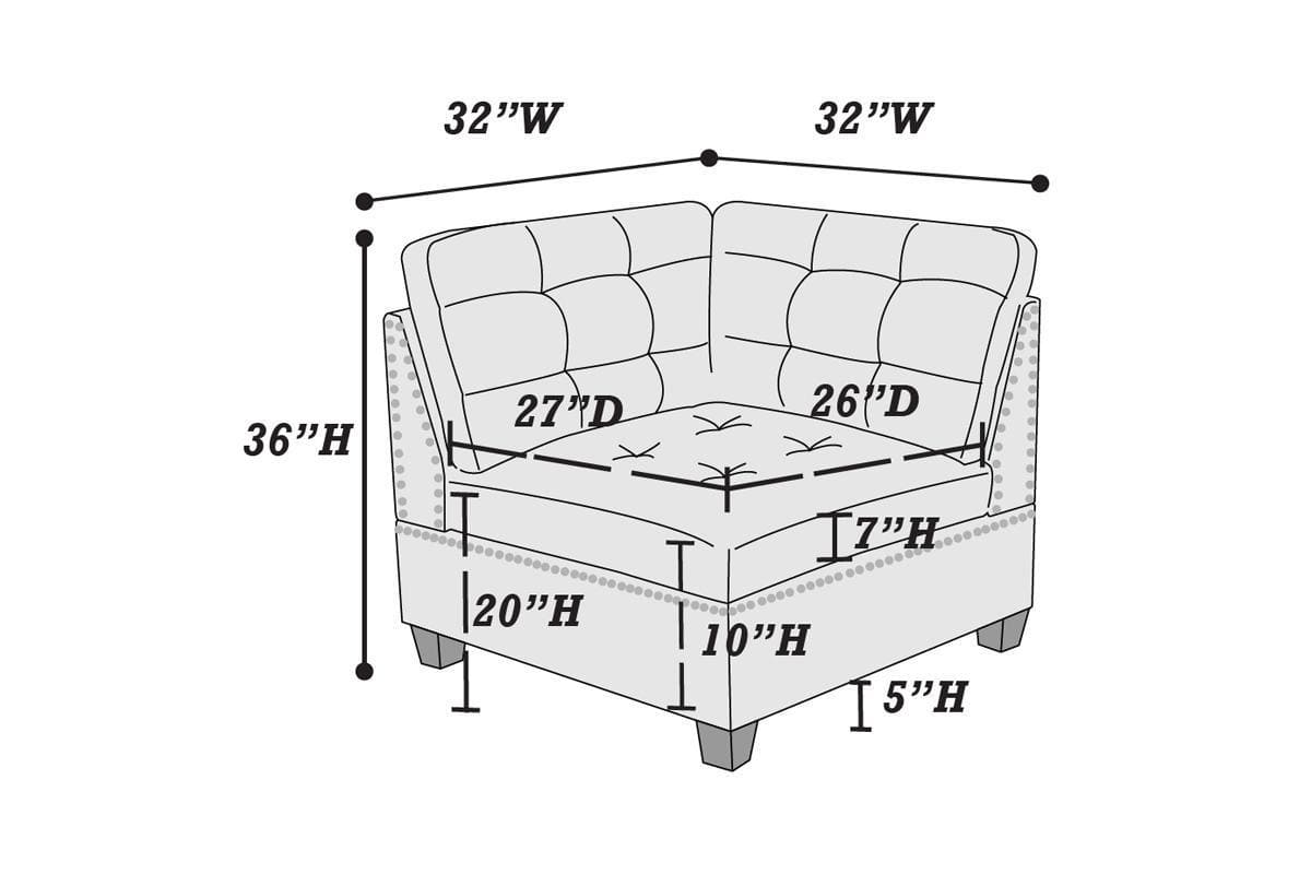 Modular Sectional 6pc Set Living Room Furniture U-Sectional Tufted Nail heads Couch Gray Linen Like Fabric 2x Corner Wedge 2x Armless Chairs and 2x Ottomans