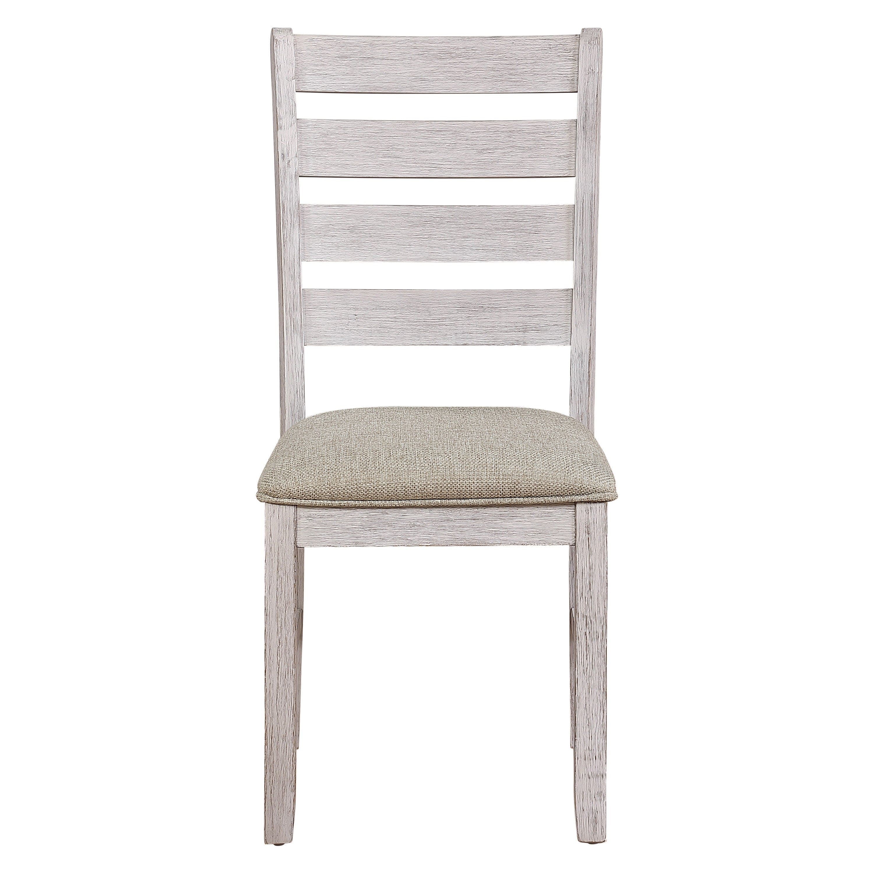 Casual Dining Room Side Chairs 2pc Set Grayish White Finish Upholstered Seat Transitional Design Furniture