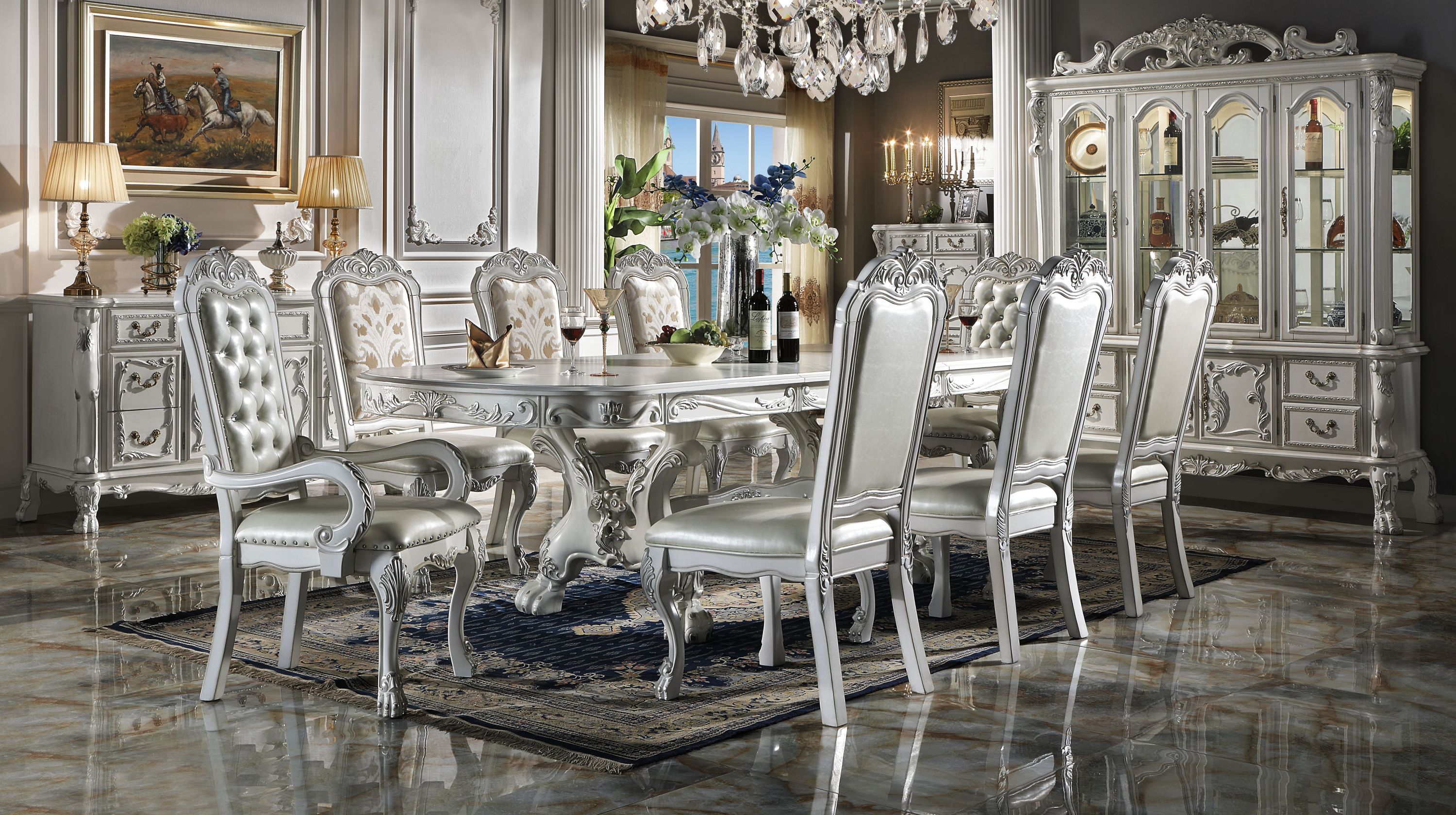 ACME Dresden  Dining Table (108") in Bone White Finish DN01694