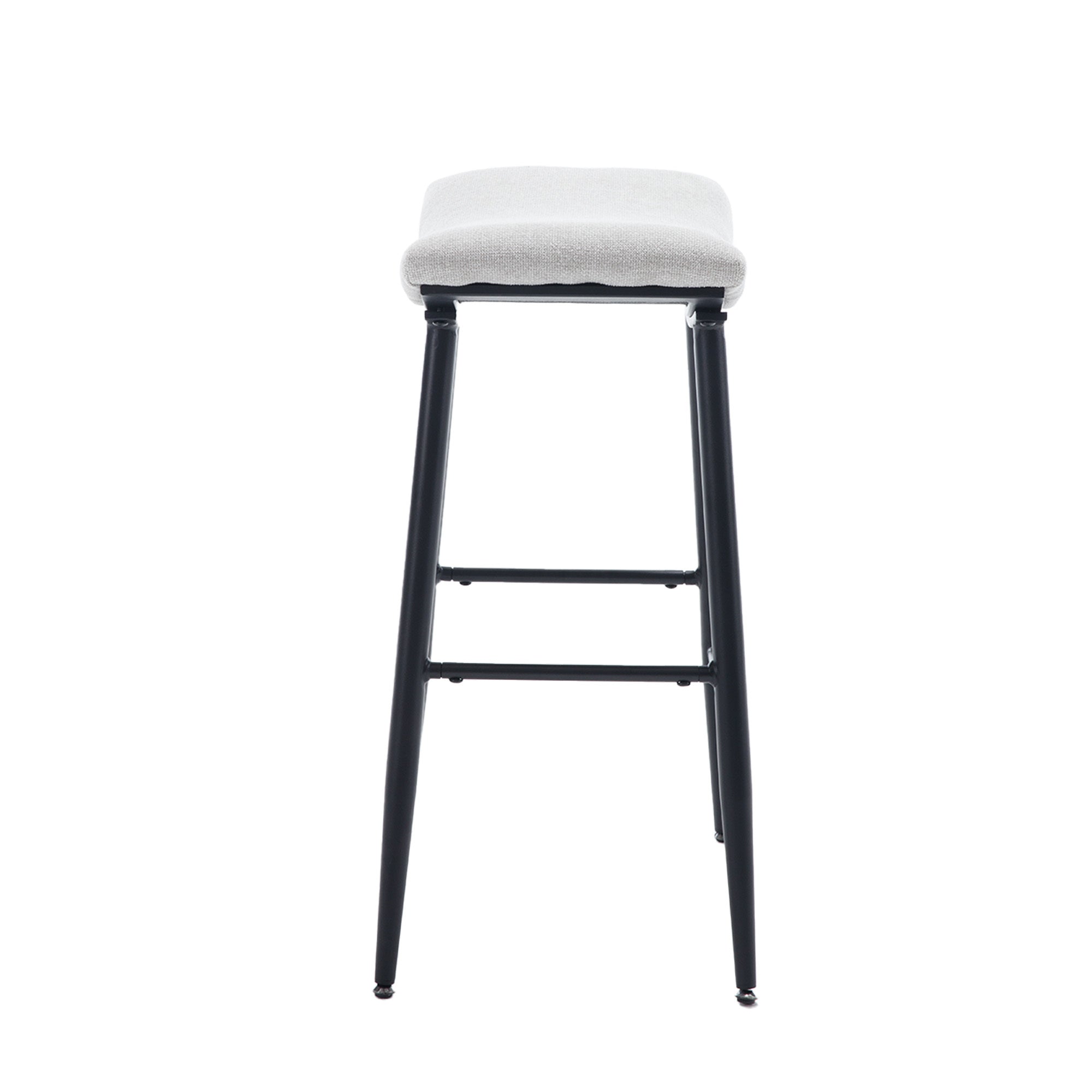 Bar Stools Set of 2 Armless Counter Low Bar Stools Without Back Modern Linen fabric Breakfast Stools with Metal Leg and Footrest,Beige Gray+Pale Blue