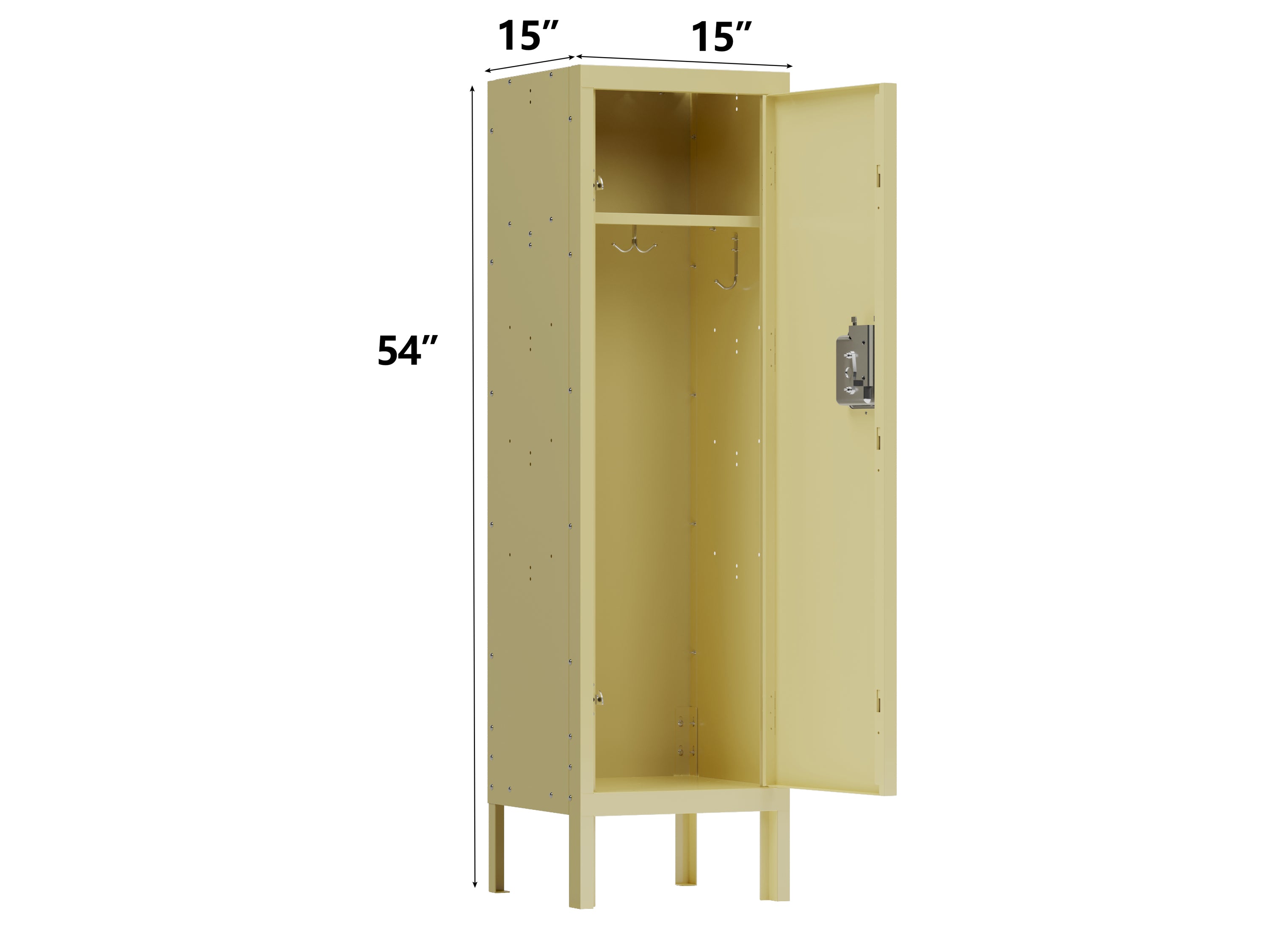 Yellow Metal Cabinet Home Office Storage Cabinets, Retro Wardrobe with Lockable Doors for Home Office Employees School Dormitory Gym