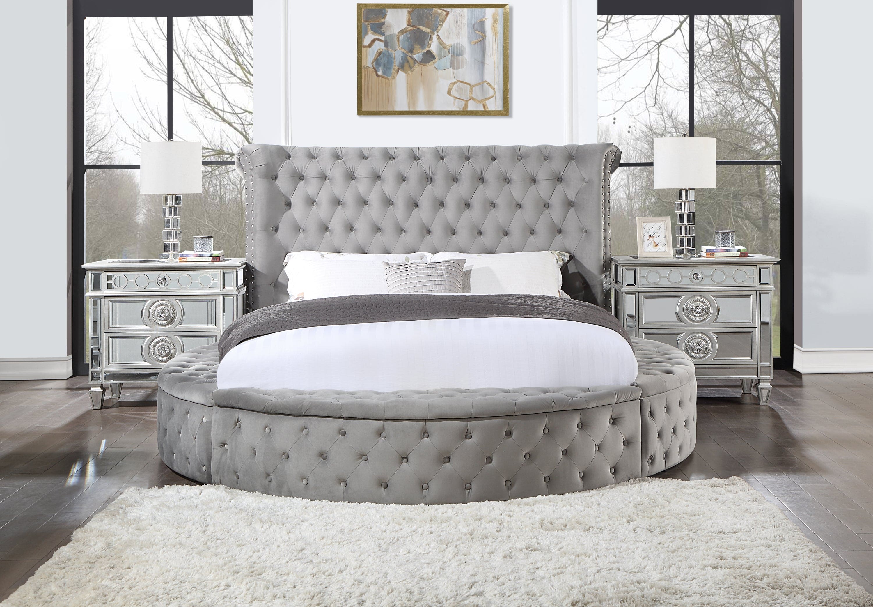 ACME Gaiva Queen Bed w/Storage, Gray Velvet BD00967Q