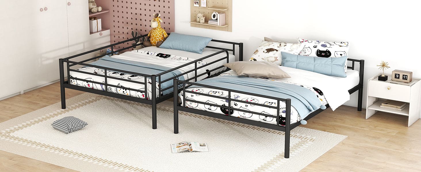 Full Over Full Metal Bunk Bed, Black