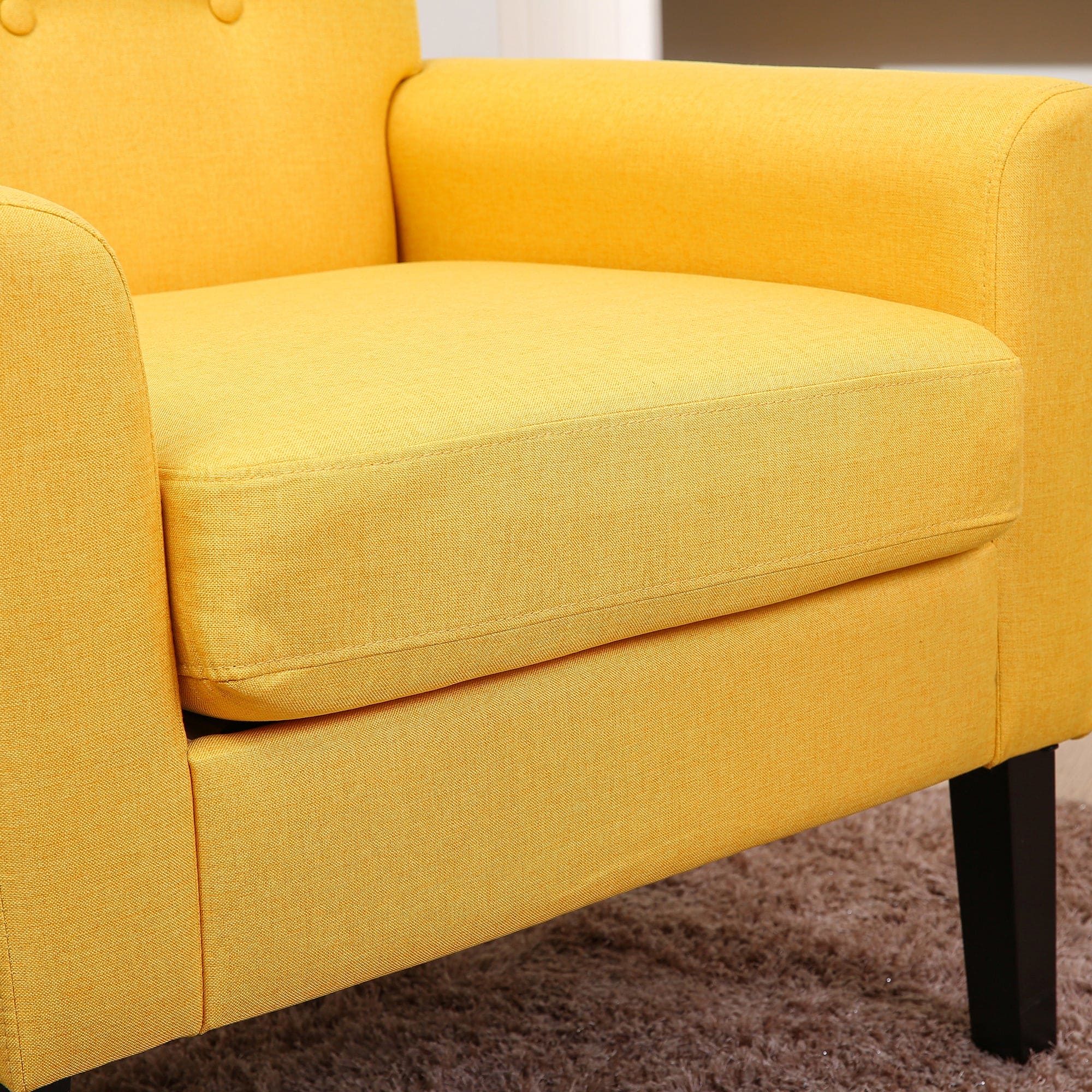 Downloads: 20 
Fabric Accent Chair for Living Room, Bedroom Button Tufted Upholstered Comfy Reading Accent Chairs Sofa (Yellow)