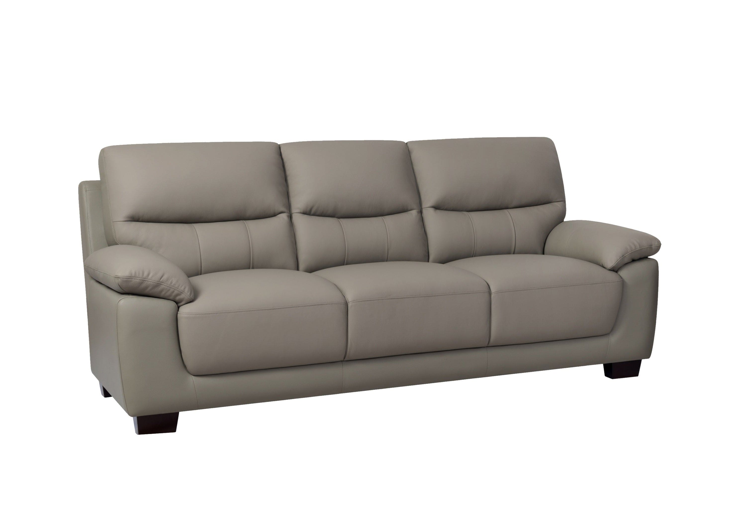 3-Seater Renzo Top Grain Leather Match Sofa In Grey Color