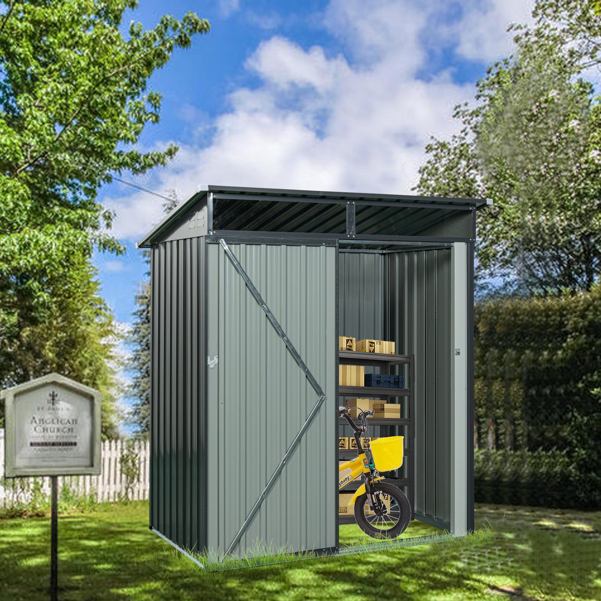 TC53G 5ft x 3ft Outdoor Metal Storage Shed Transparent plate Gray