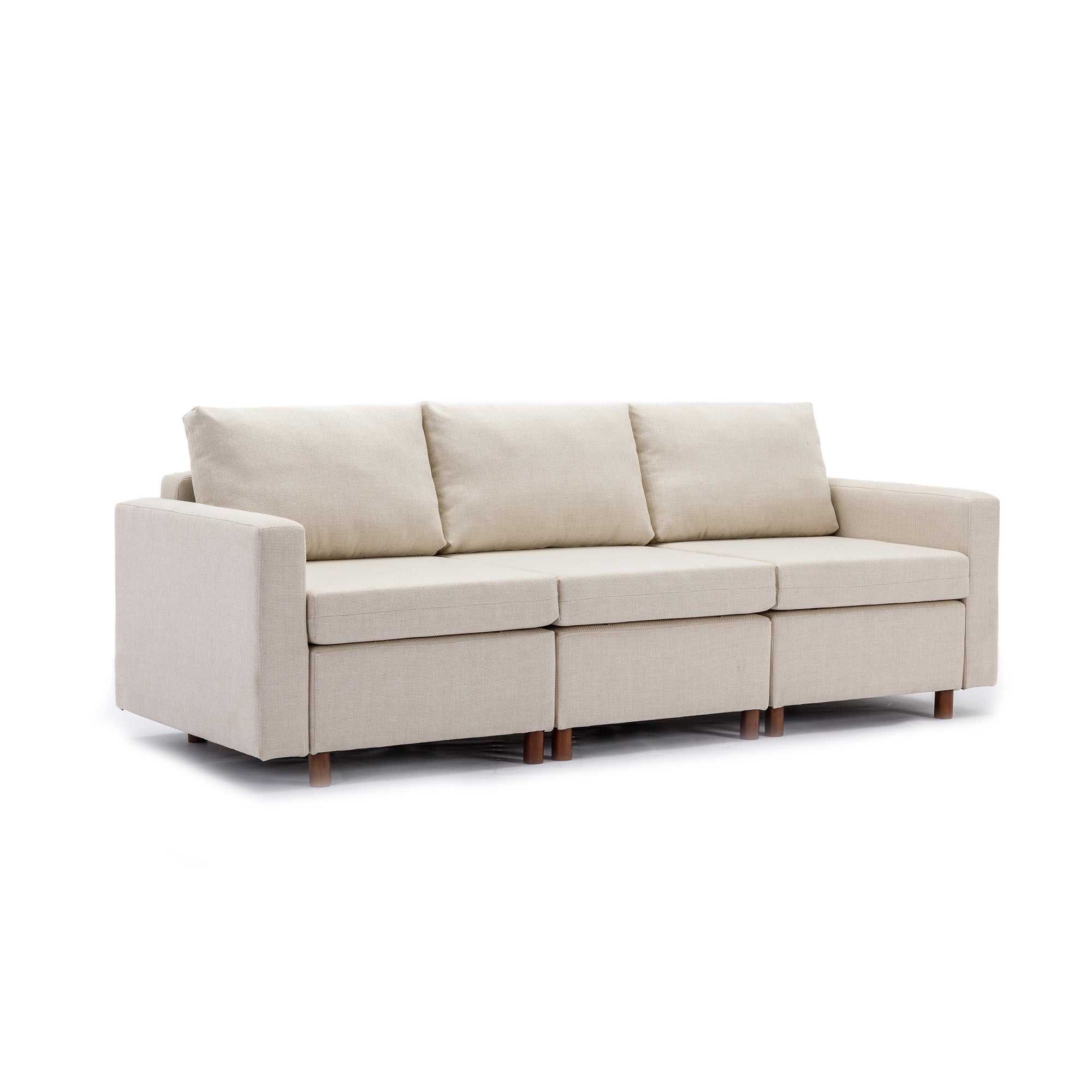 3 Seat Module Sectional Sofa Couch With 1 Ottoman for living room,Seat Cushion and Back Cushion Non-Removable and Non-Washable,Cream