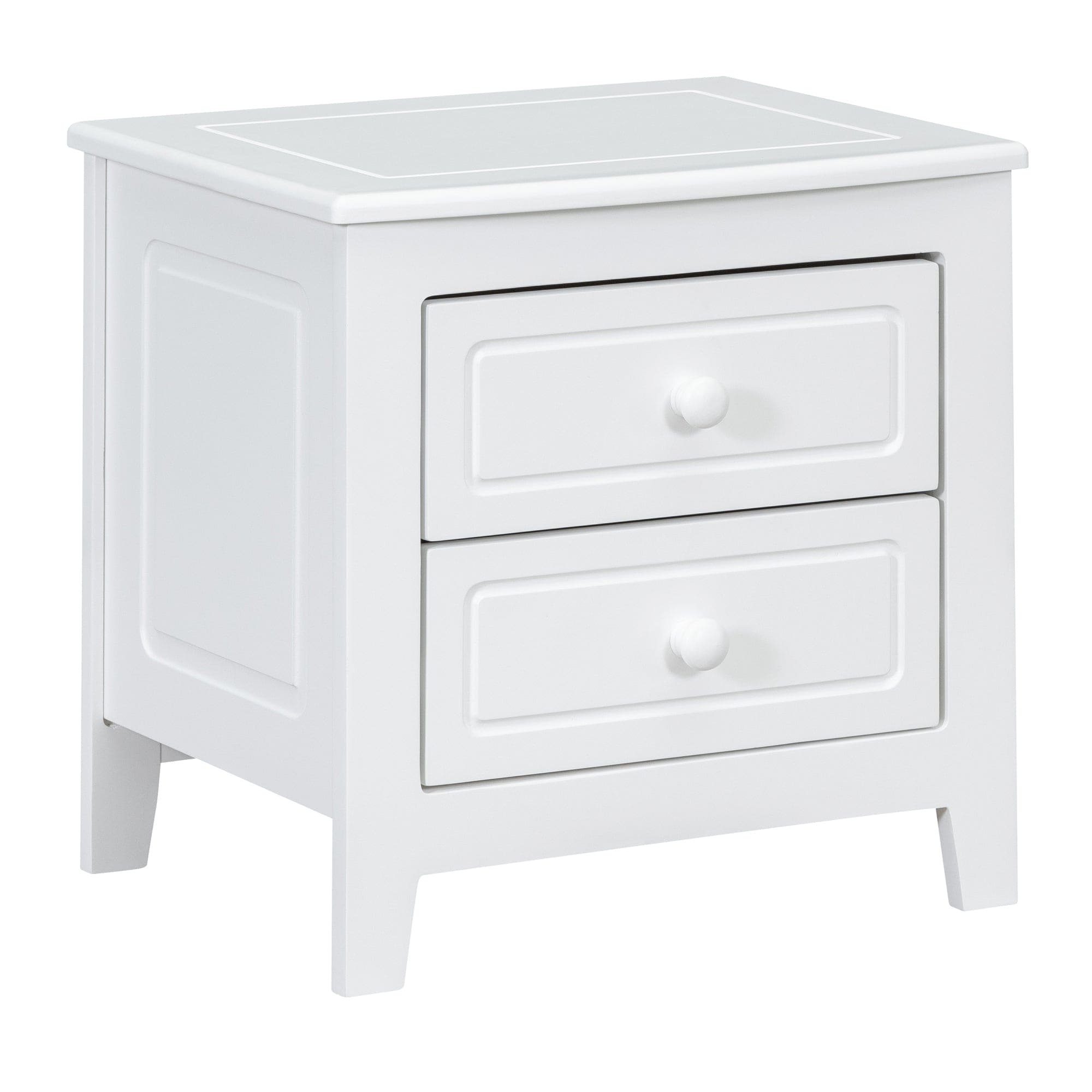 2-Drawer Nightstand for Bedroom, Mid Century Retro Bedside Table with Classic Design,White