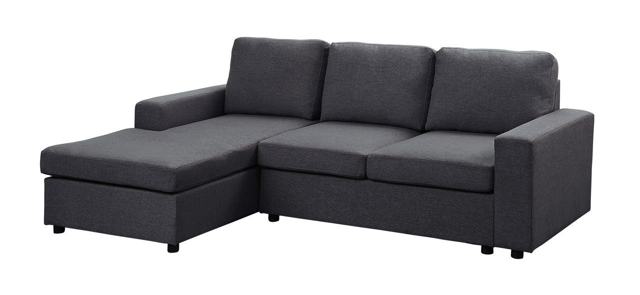 Aurelle Sofa with Reversible Chaise in Dark Gray Linen