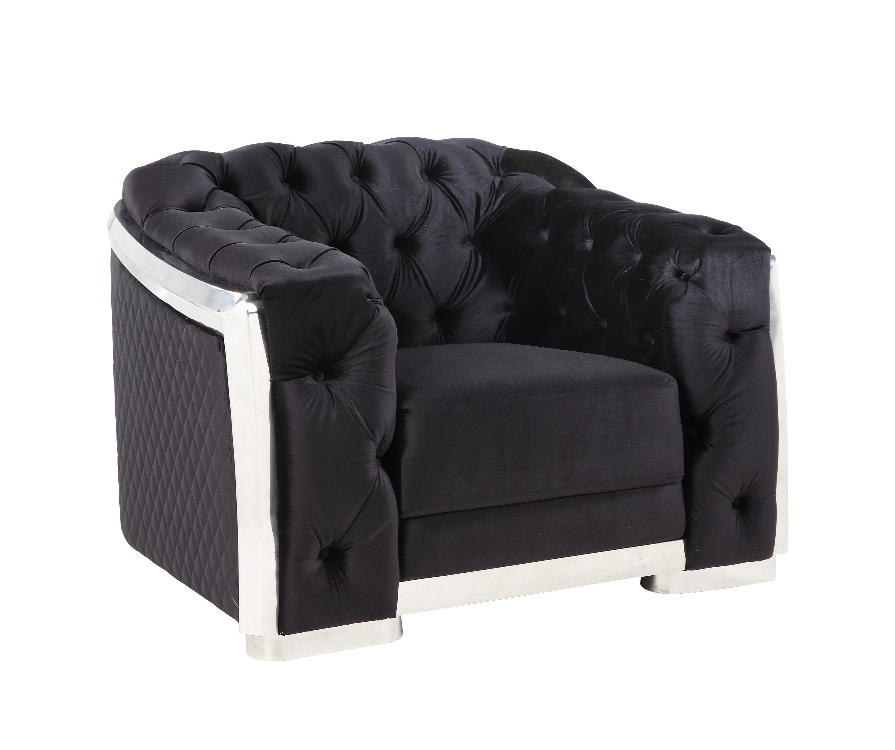 ACME Pyroden Chair in Black Velvet & Chrome Finish LV00298